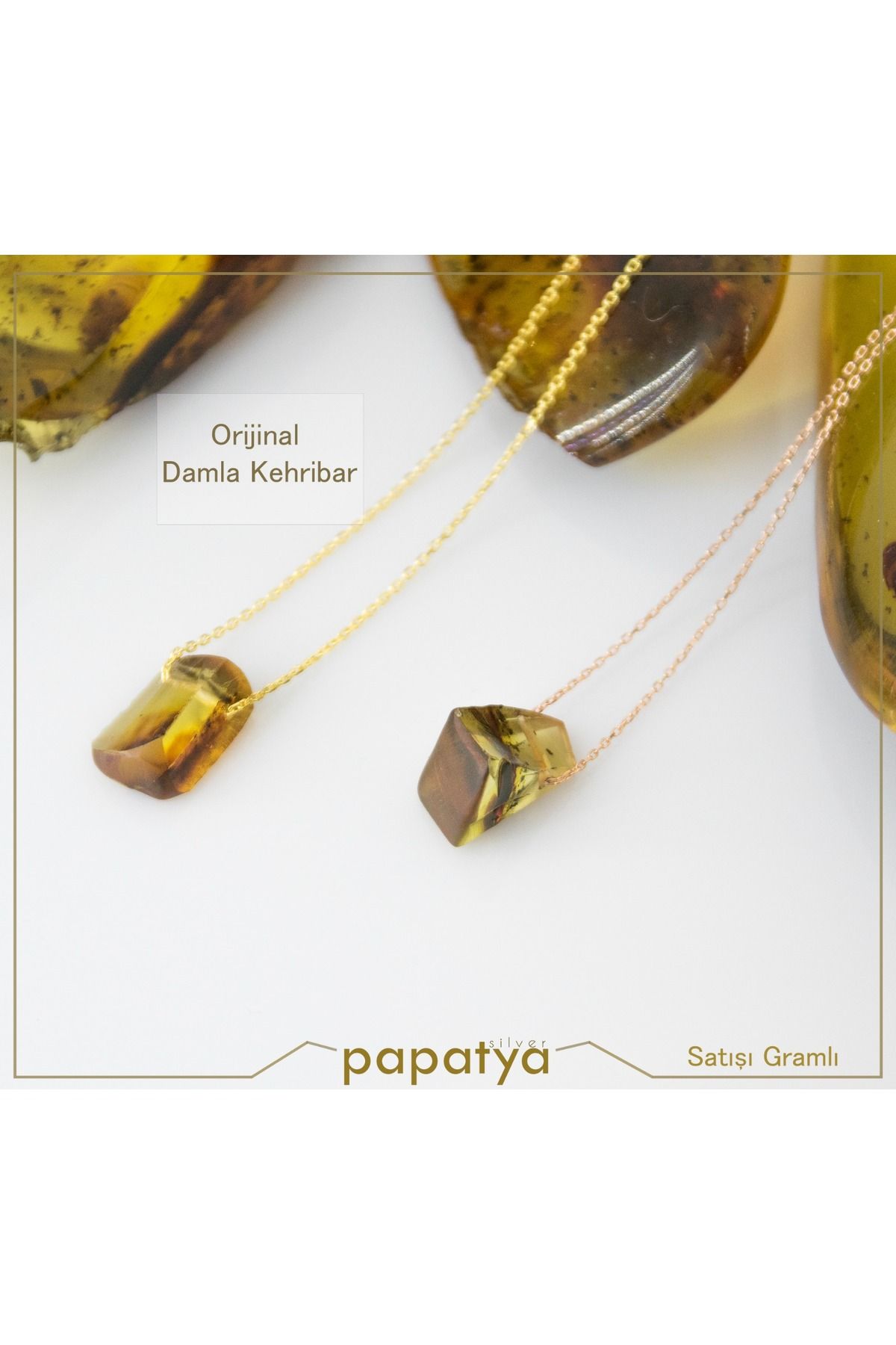 Papatya Silver 925 ayar papatya silver KEHRİBAR kolye