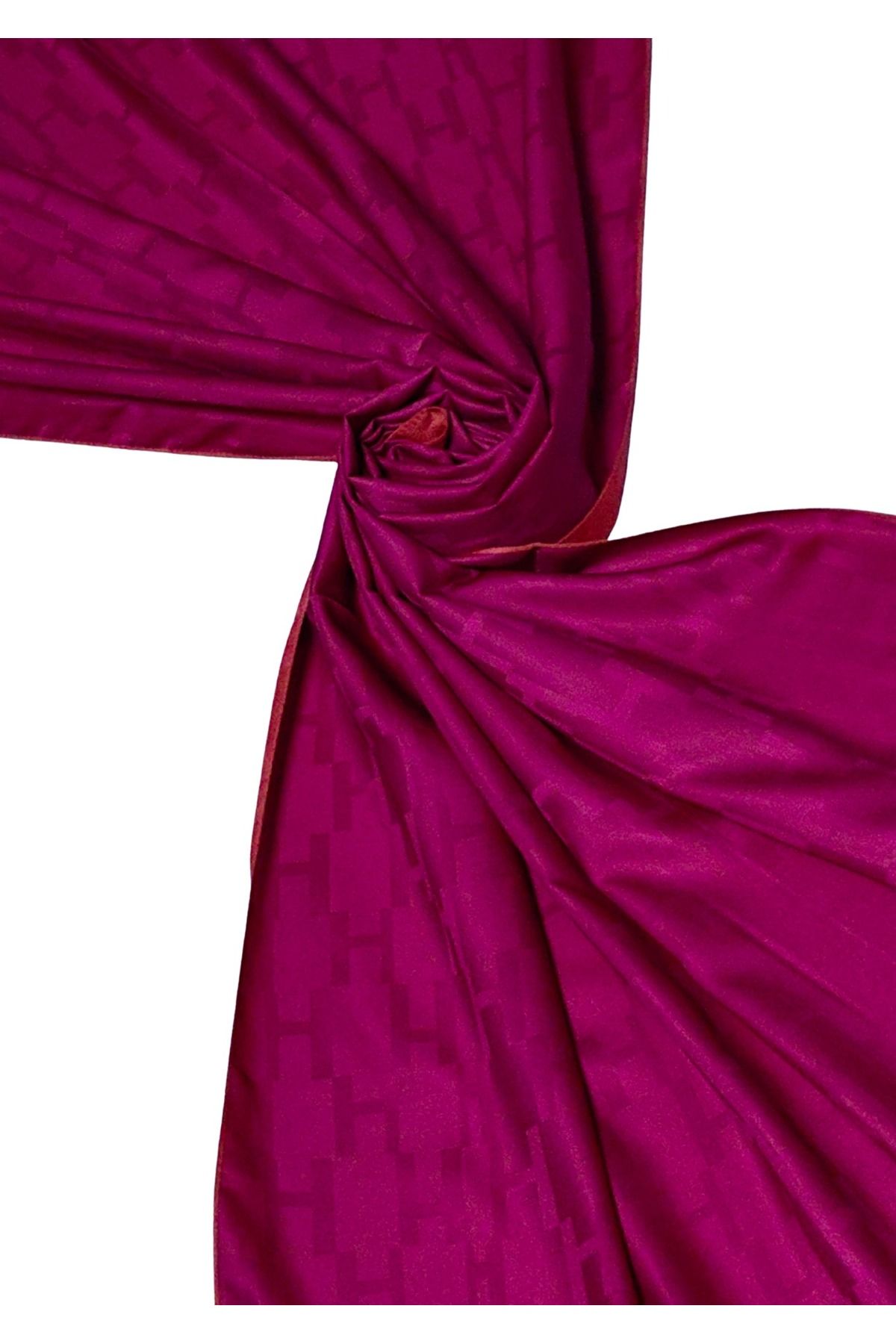 mim eşarp Leila Çift Taraflı Jakarlı Desenli İpeksi H Desen Şal – 75x190 cm