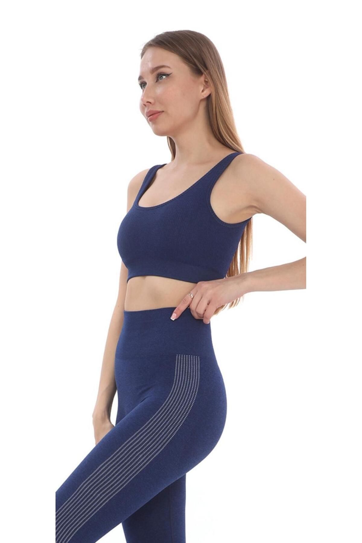 NOLYA MODA Yüksek Bel Dikişsiz Spor Tayt ve Büstiyer Takımı