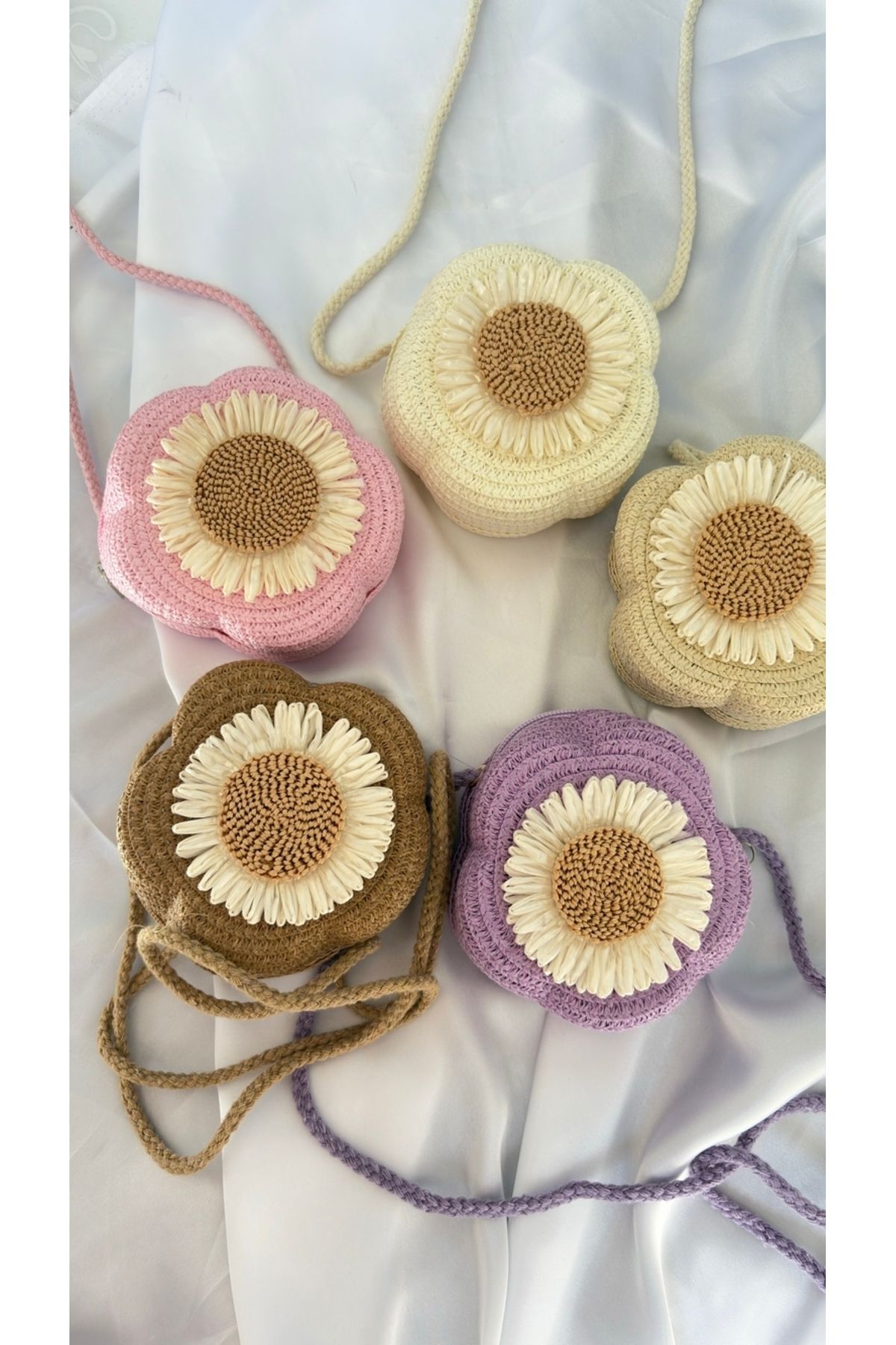 arya luxe Minik Bahar Hasır Çocuk Çanta pembe