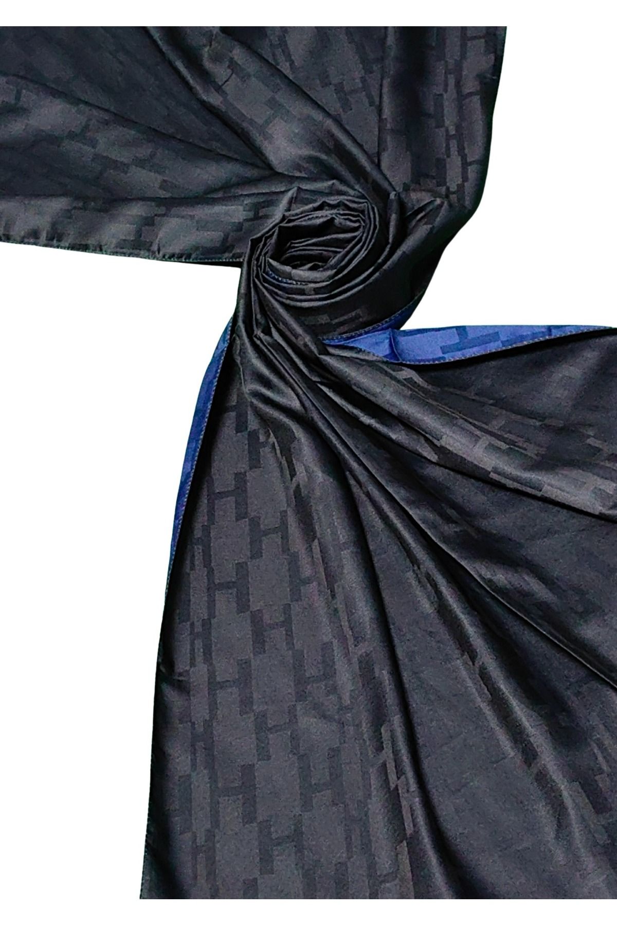 mim eşarp Leila Çift Taraflı Jakarlı Desenli İpeksi H Desen Şal – 75x190 cm