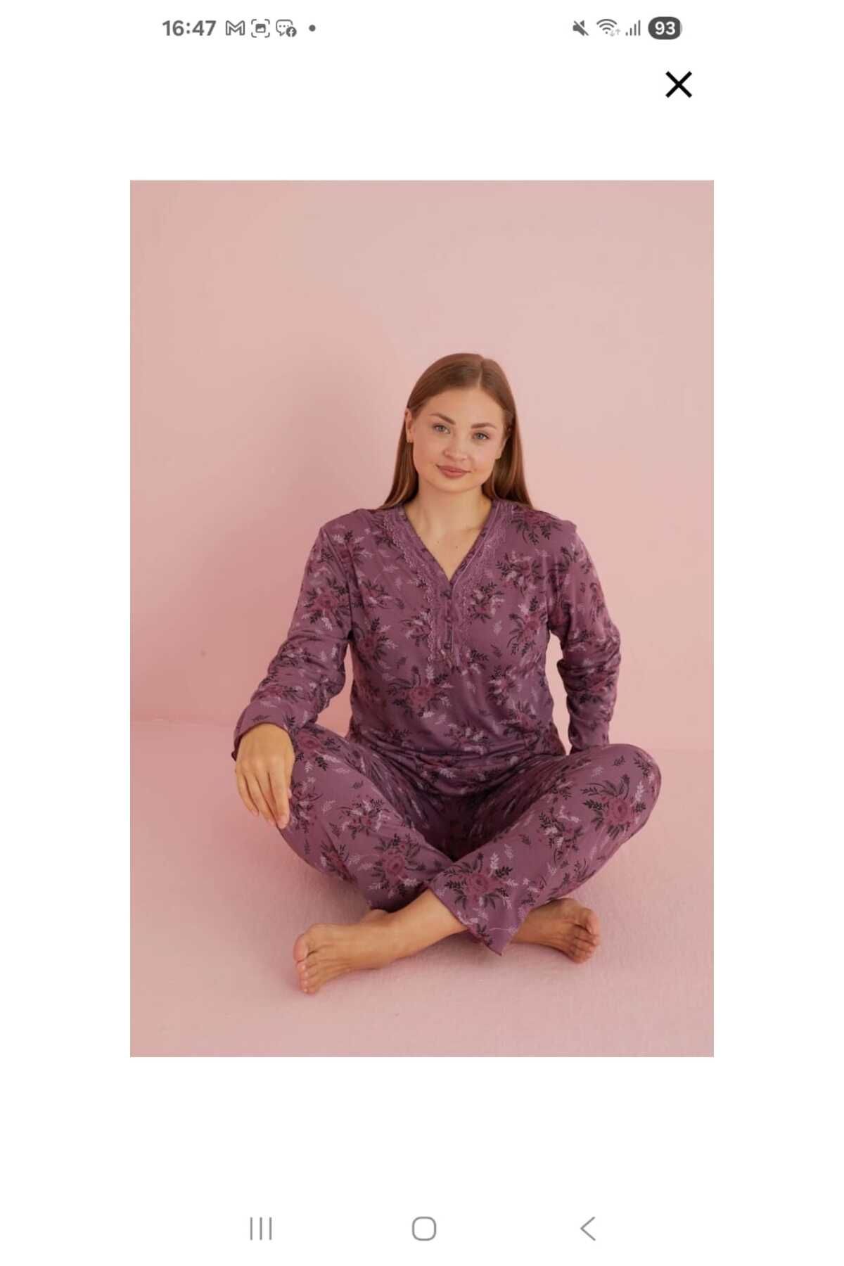 moonlightavm Büyük beden Yazlık uzun kollu pijama takımı
