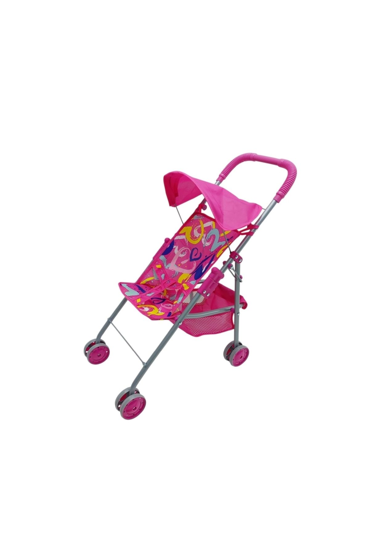 BYCEGU 99796 KATLANABİLİR PEMBE RENK METAL GÖVDELİ OYUNCAK BEŞİK ARABASI OYUNCAK BASTON PUSET