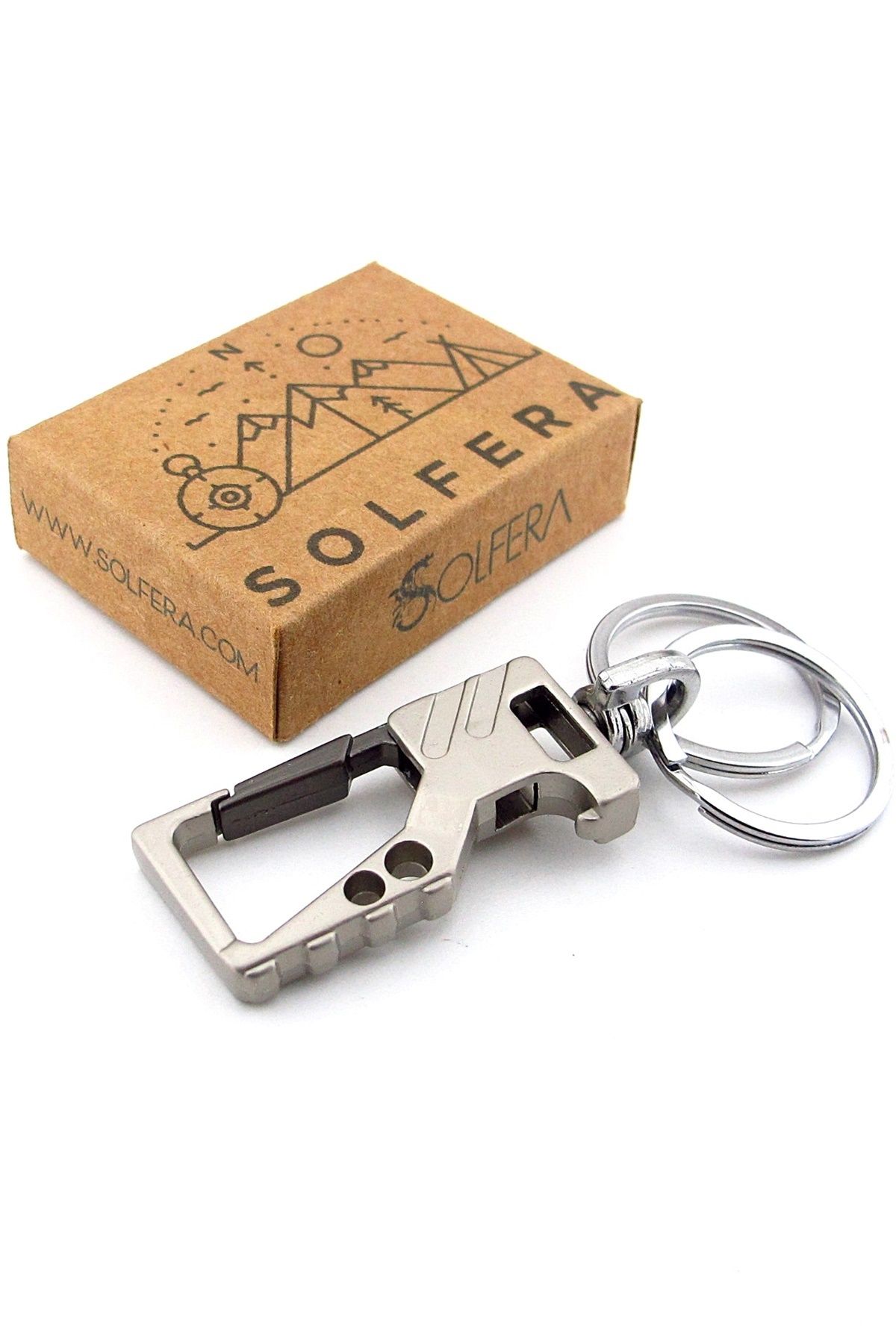 Solfera Outdoor Kanca Hook Kapak Açacaklı Gümüş Renk Metal Anahtarlık KC353