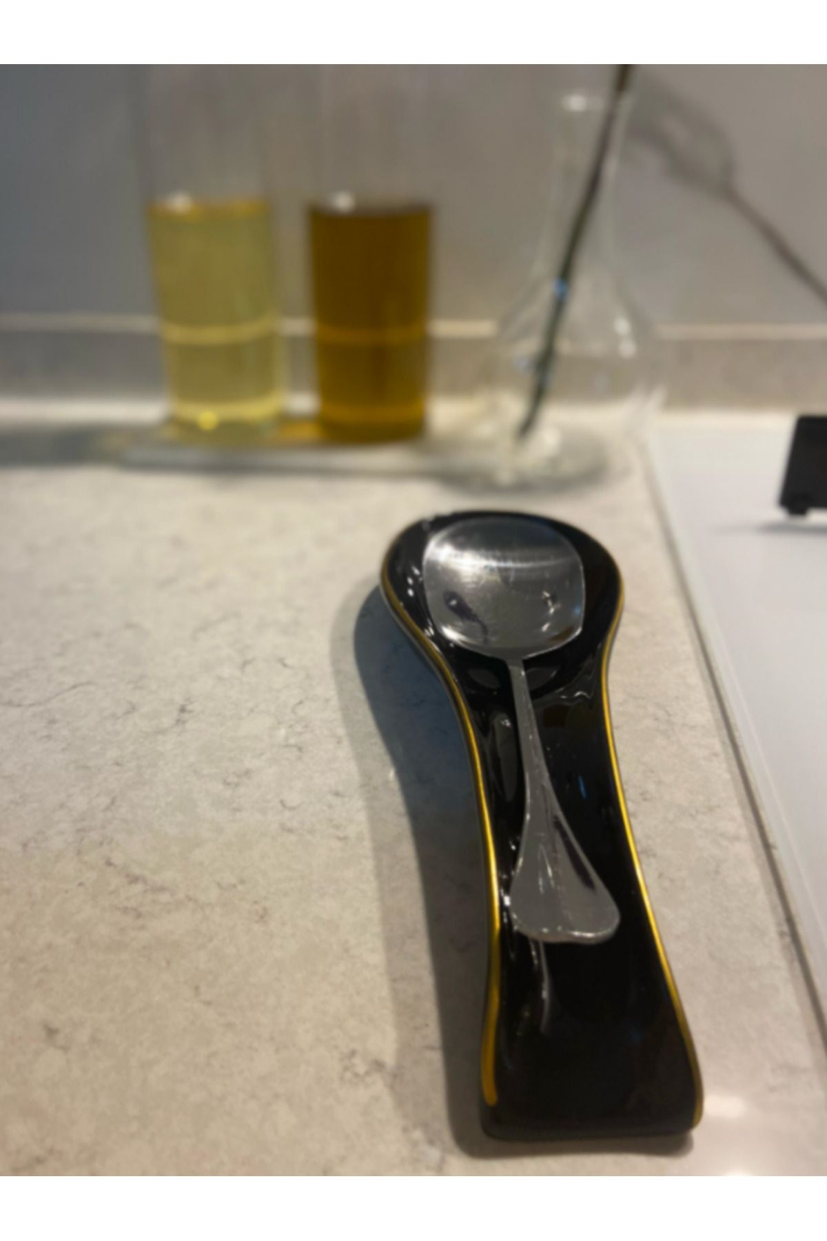 Hilamingo Home Seramik Gold Yaldızlı Kaşıklık, Kirli Kaşıklık, Kaşık Altlığı
