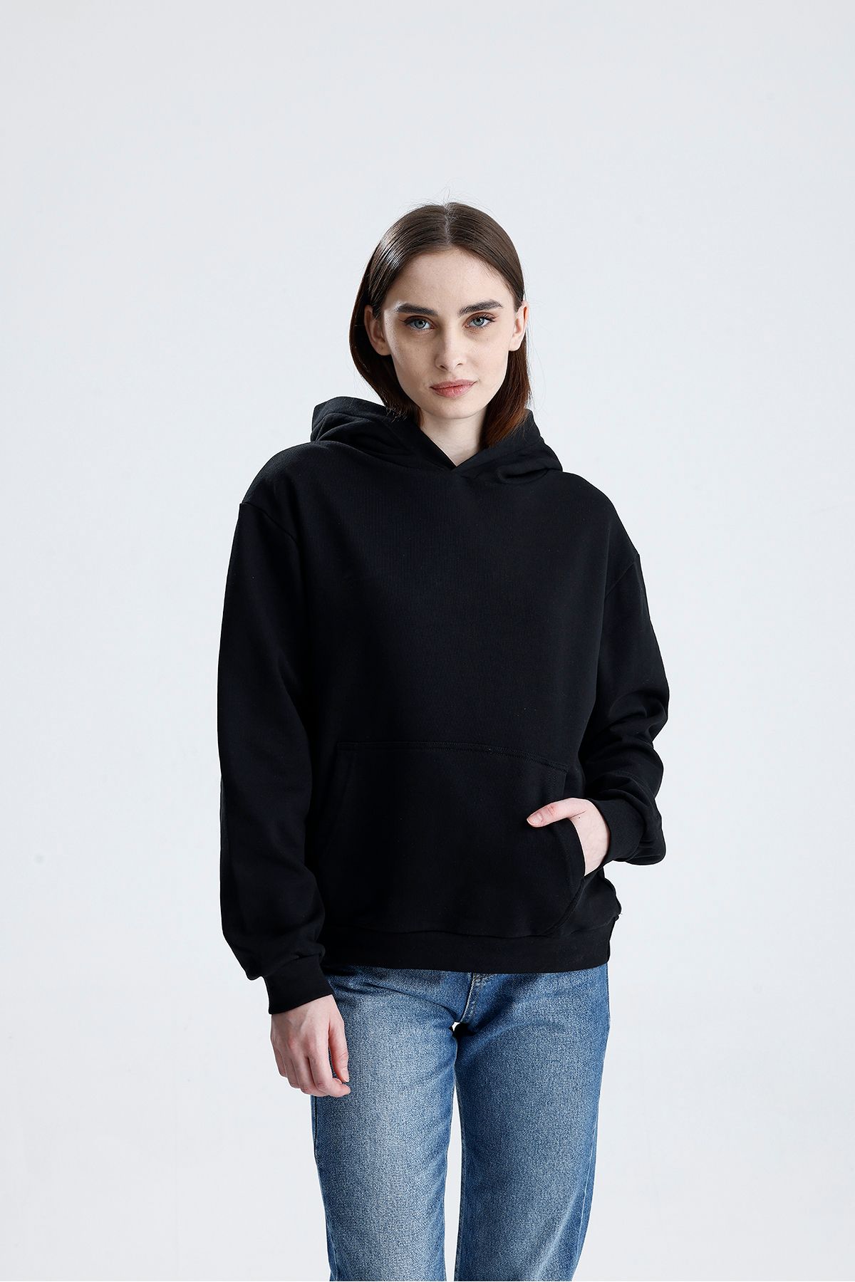 Sofist İstanbul Relaxed Fit Unisex Hoodie %100 Pamuk Kapüşonlu Kanguru Cepli Düz Renk