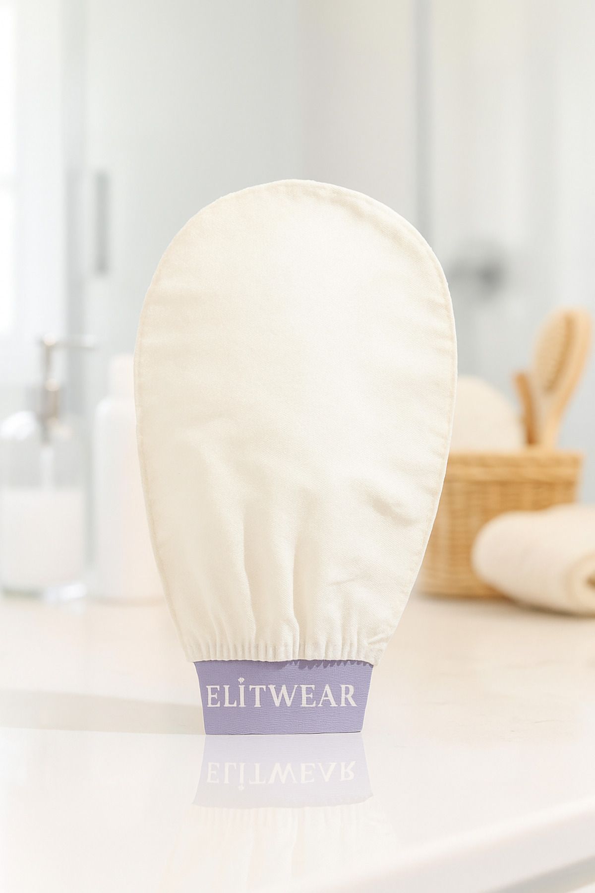 ElitWear Ekru Banyo Duş Kesesi Peeling Eldiveni %100 Floş Ipek Premium Kadın Ve Erkekler Için