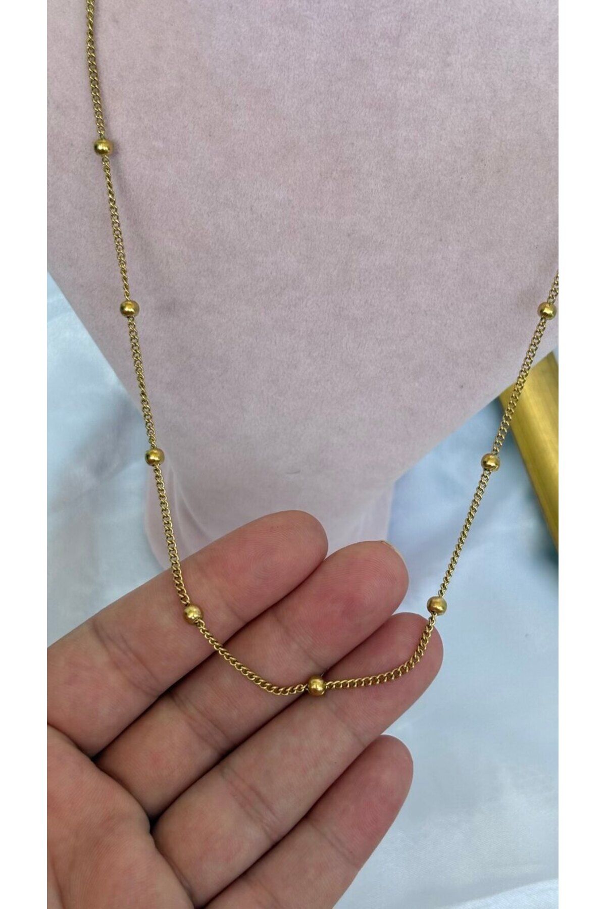 arya luxe Çelik dorika model topçuklu zincir kolye