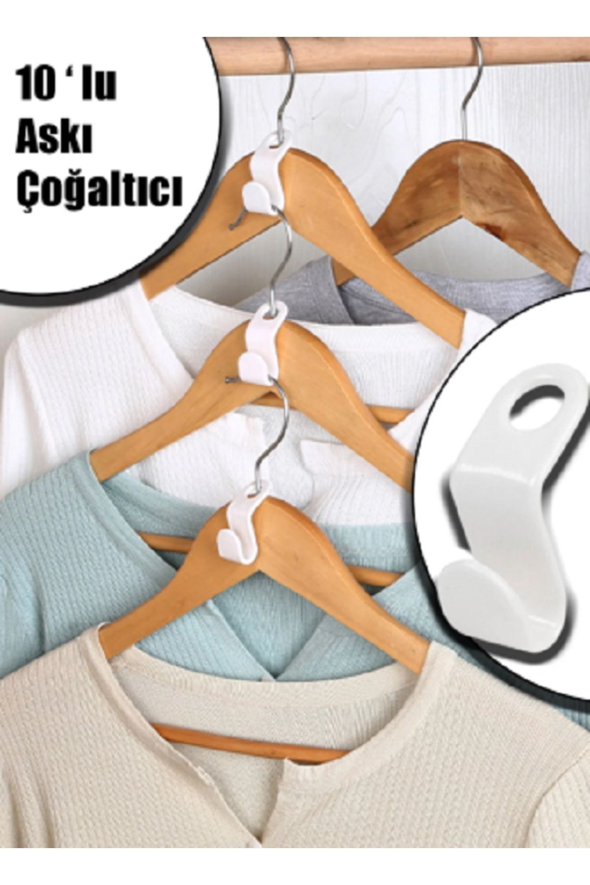 Figglo 3D Askı Arttırıcı Dolap Düzenleyici Aparat – Pratik Kıyafet Organizer - 10 Adet