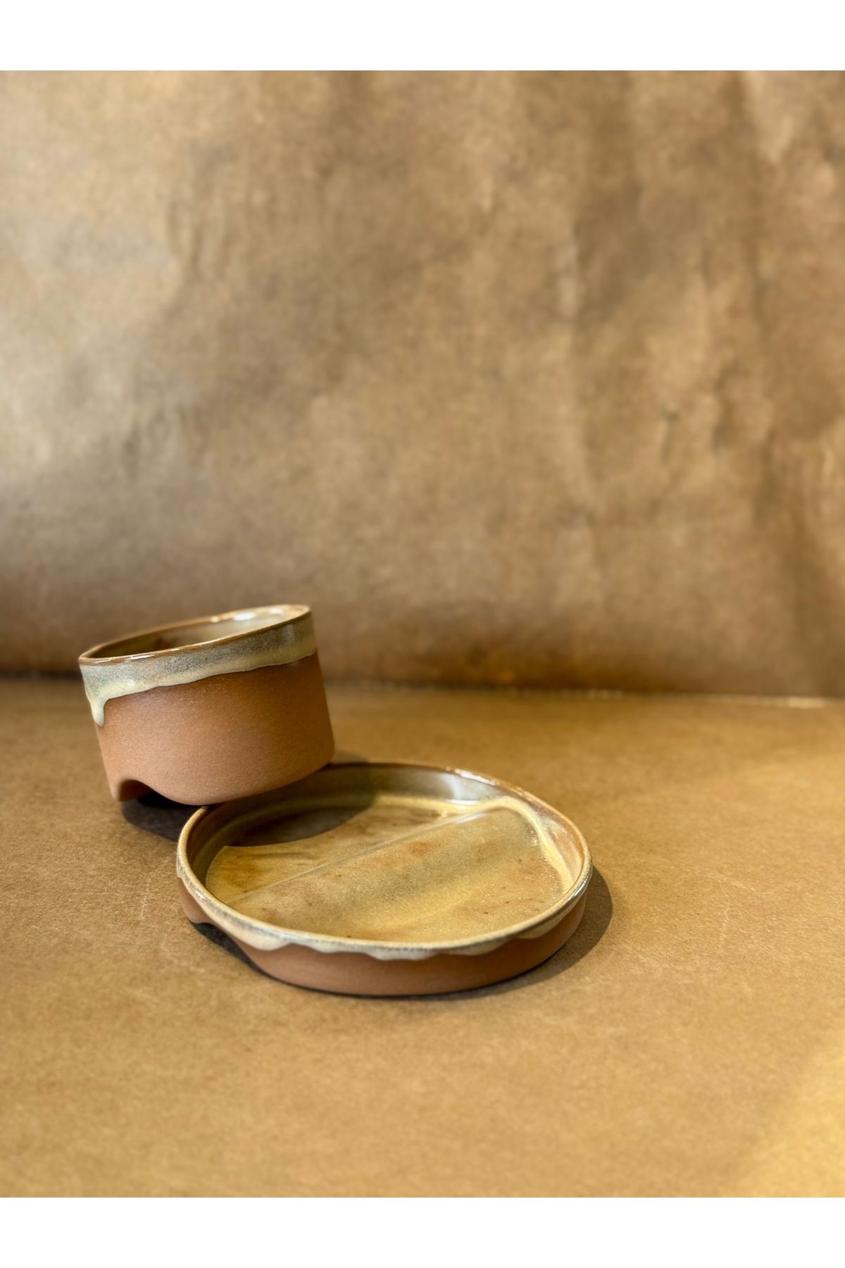 Kos art Studio Stoneware Tabaklı Türk Kahvesi Fincanı