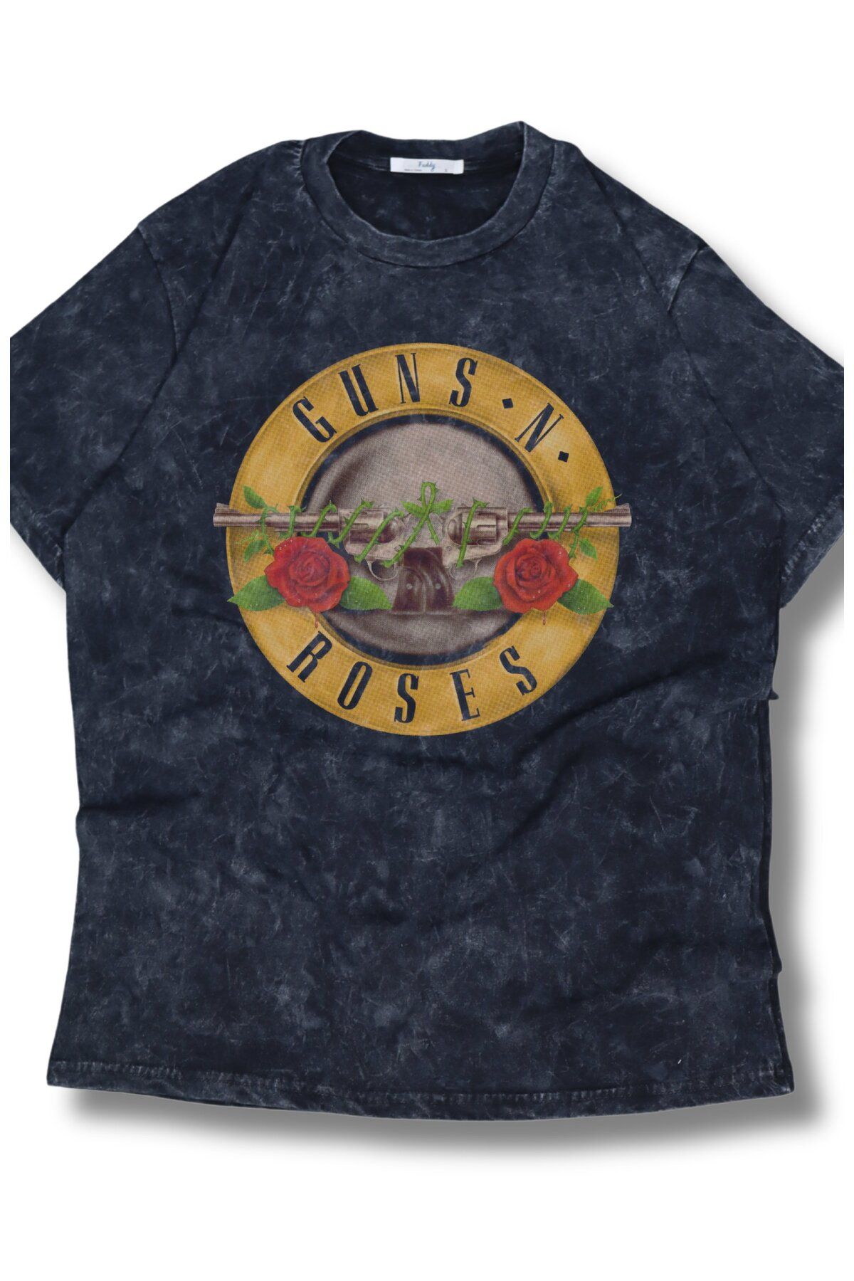 Fuddy Moda Oversize Guns N' Roses Baskılı Yıkamalı T-Shirt, Unisex Rock Band Temalı Retro Tişört