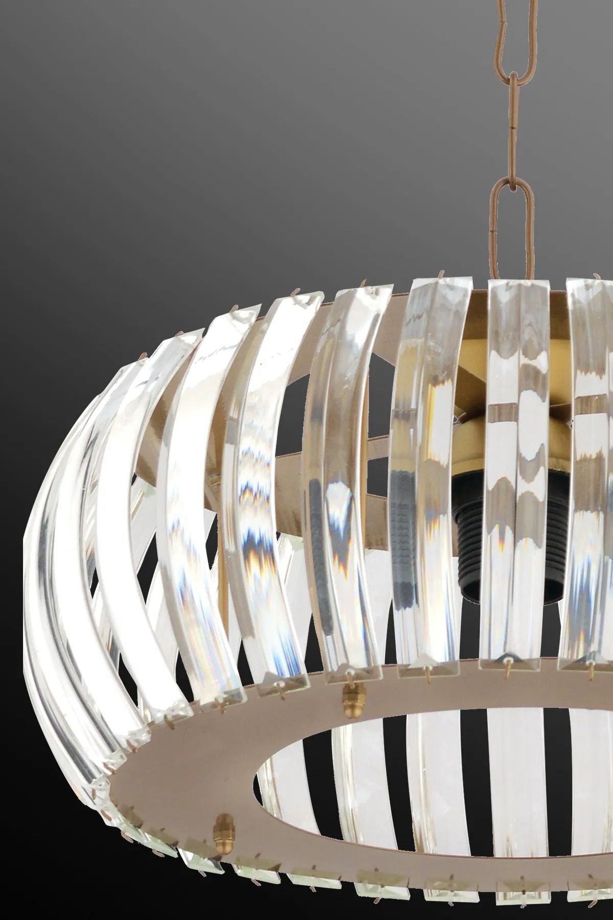 XİGENON Diamora Gold Kristal parlak taşlı yuvarlak şık tasarımlı avize