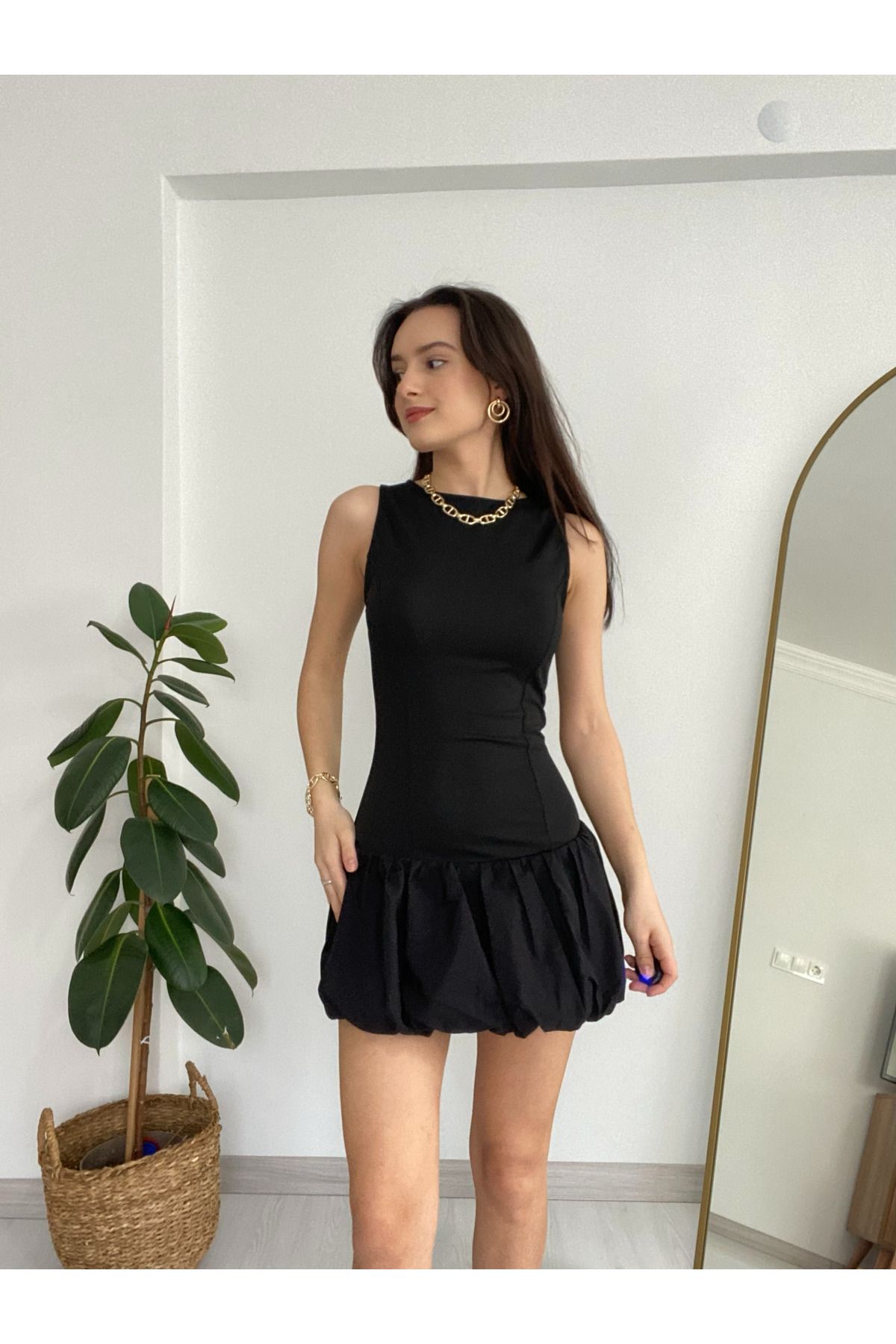 Hilya Atelier Siyah Balon Elbise