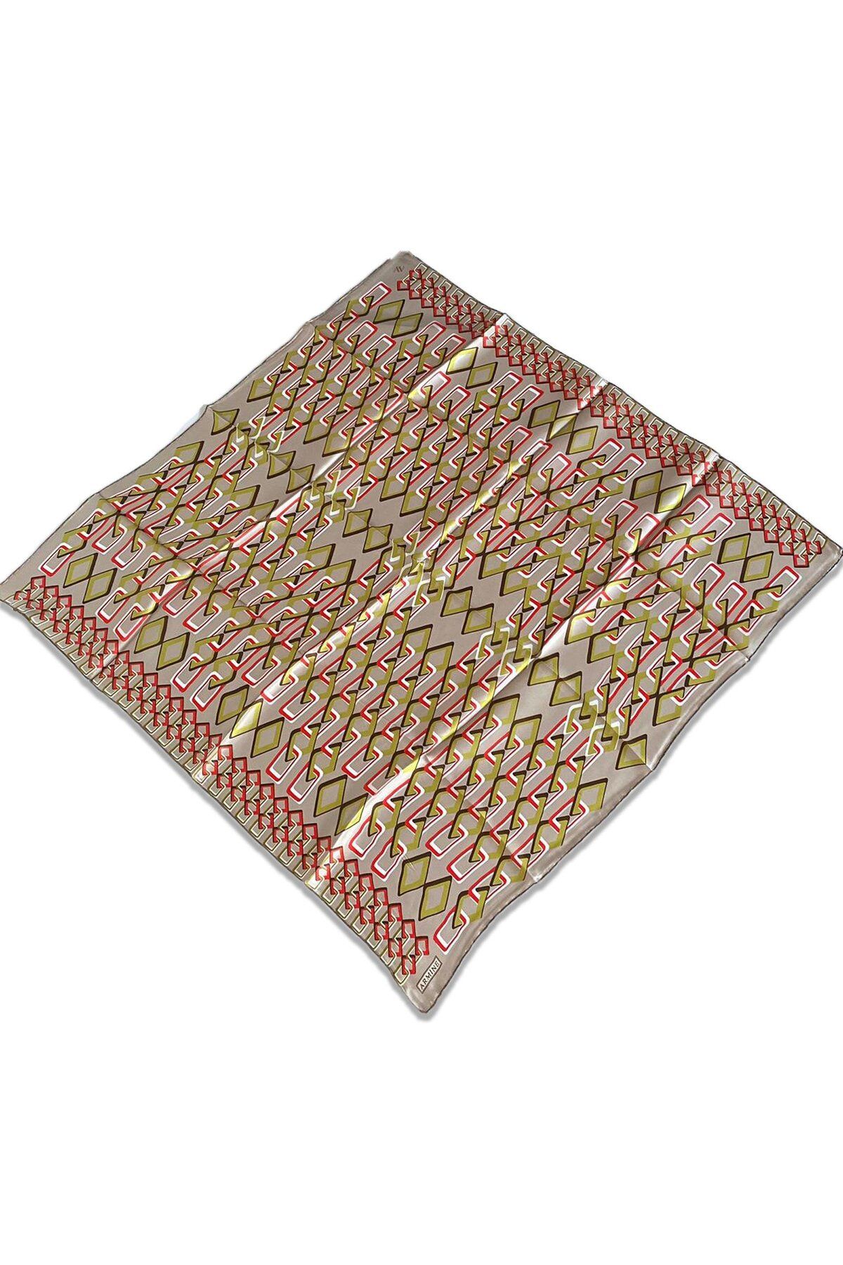 Armine Bej Geometrik Desen Sura İpek Eşarp 9172-35