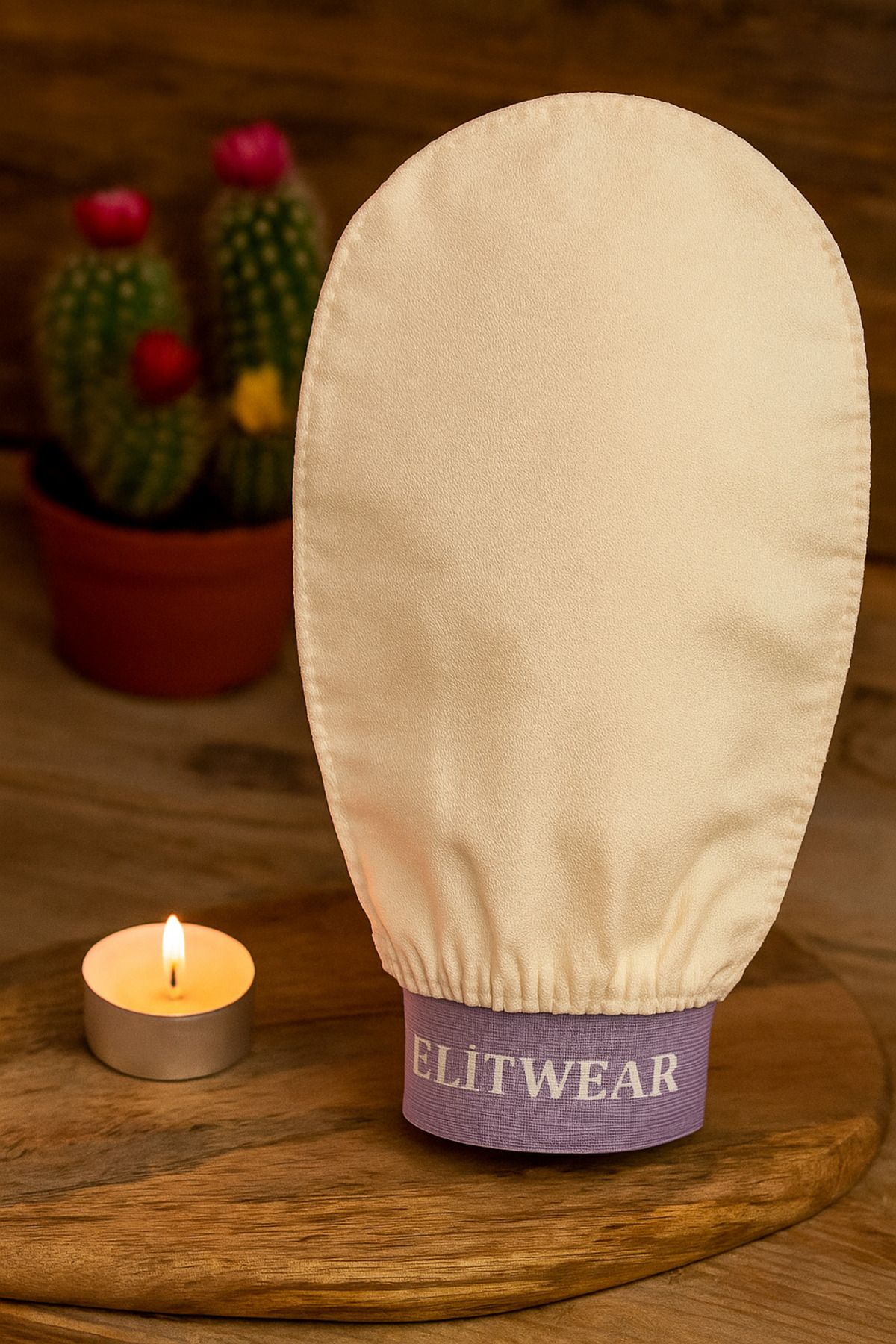 ElitWear Ekru Banyo Duş Kesesi Peeling Eldiveni %100 Floş Ipek Premium Kadın Ve Erkekler Için