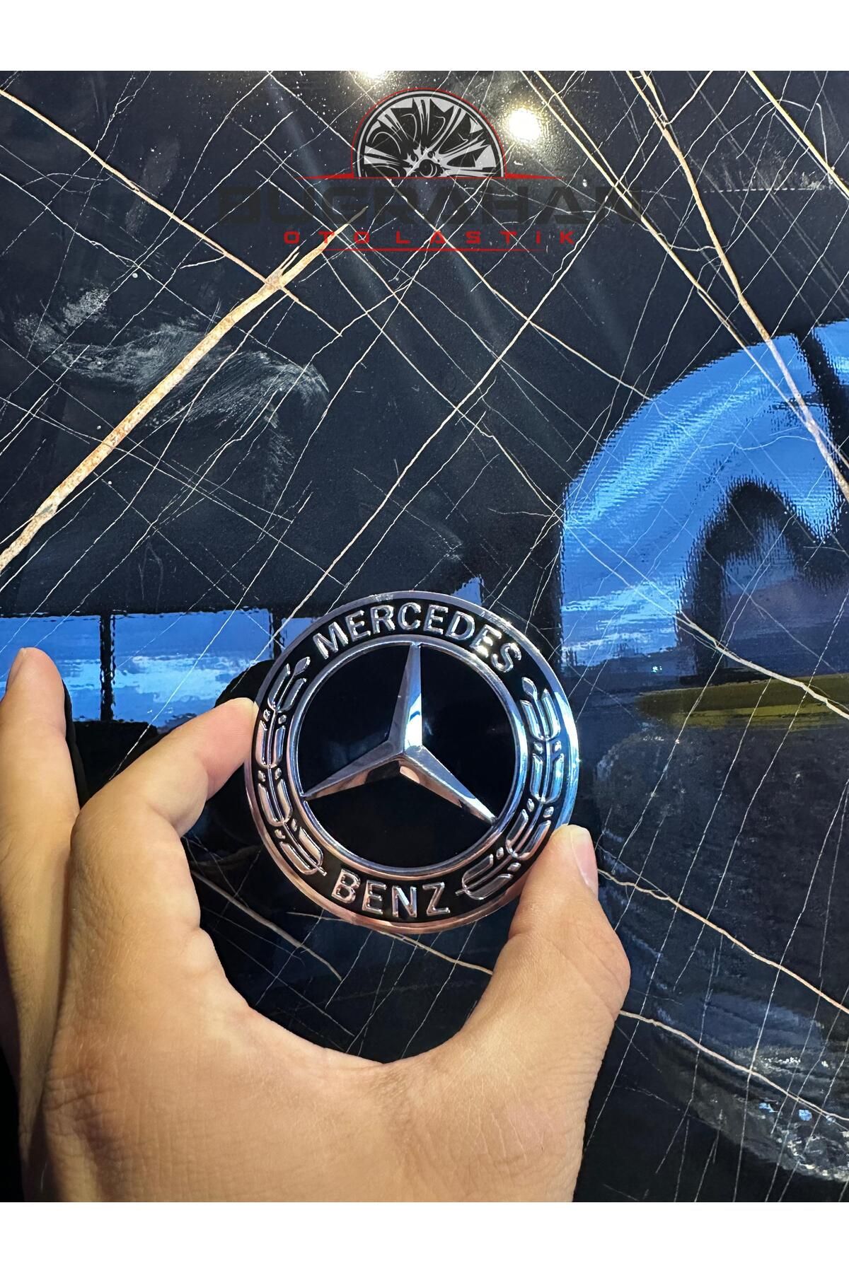 OEM Mercedes Kabartma Logolu Metal Alüminyum A Kalite Jant Göbeği Arma Sticker 75 Mm 1 Adet