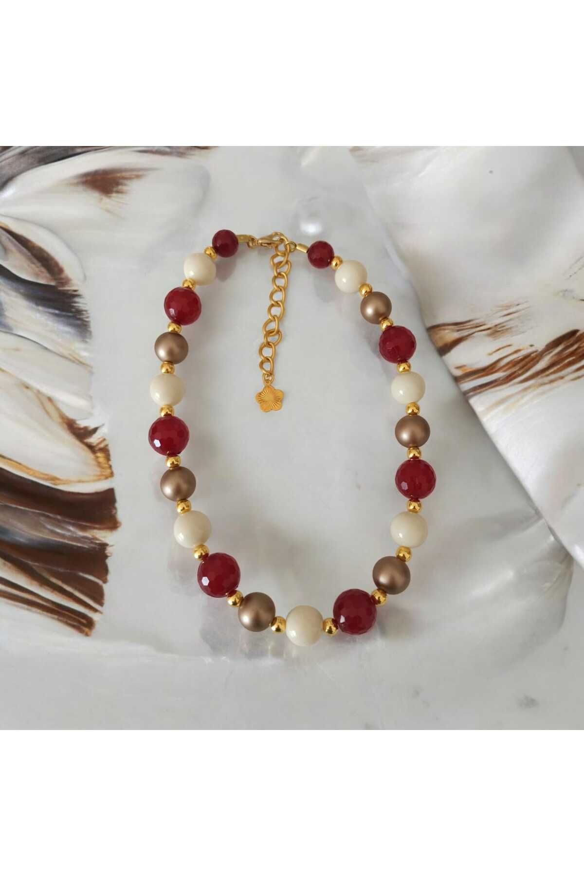MandalinHome ÜÇ RENKLİ AKRİLİK TOP CHOKER KOLYE