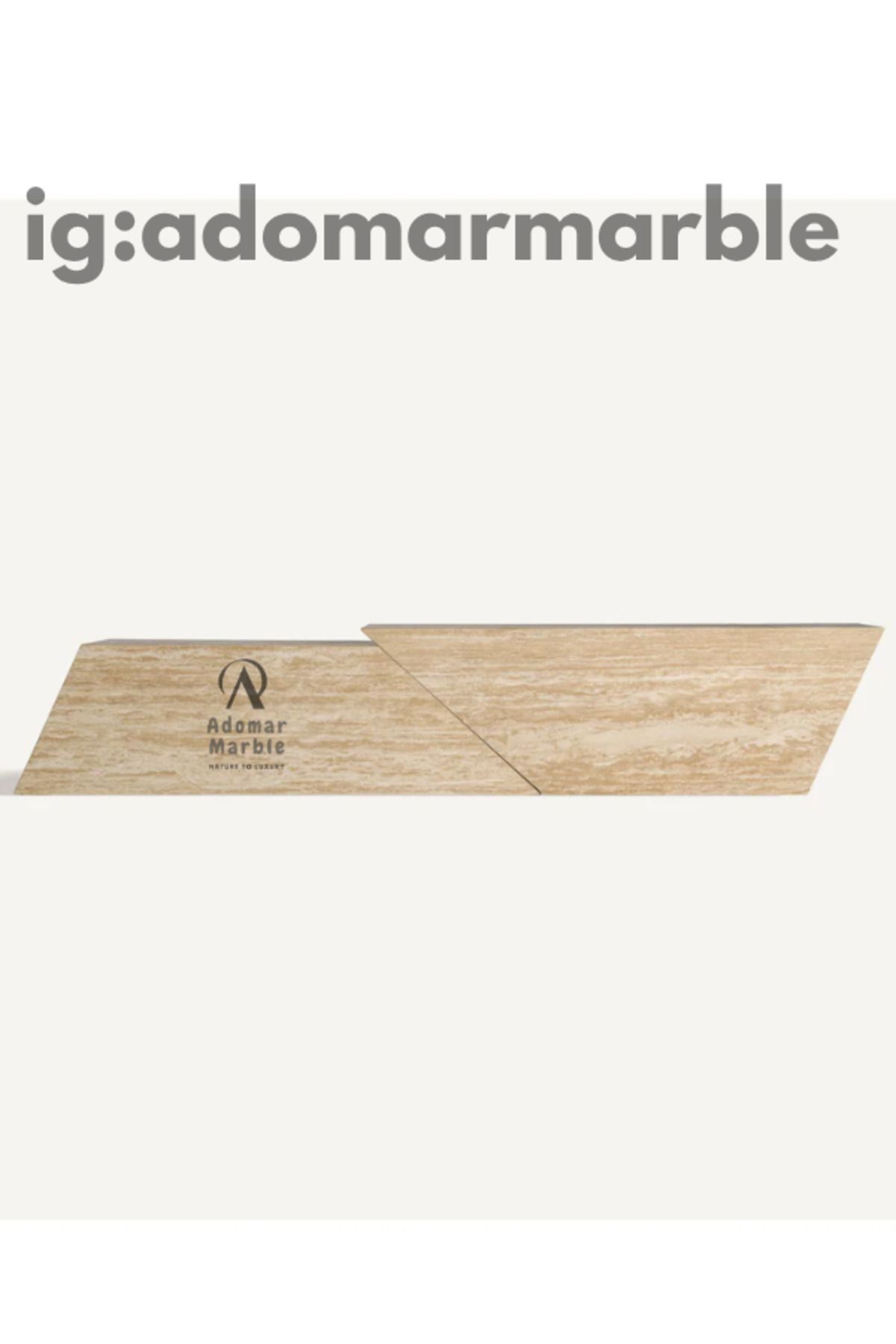 adomarmarblehandmadeandluxury Geometrik Traverten TV Ünitesi, Gerçek Traverten, Tv Sehpası Özel Ölçü