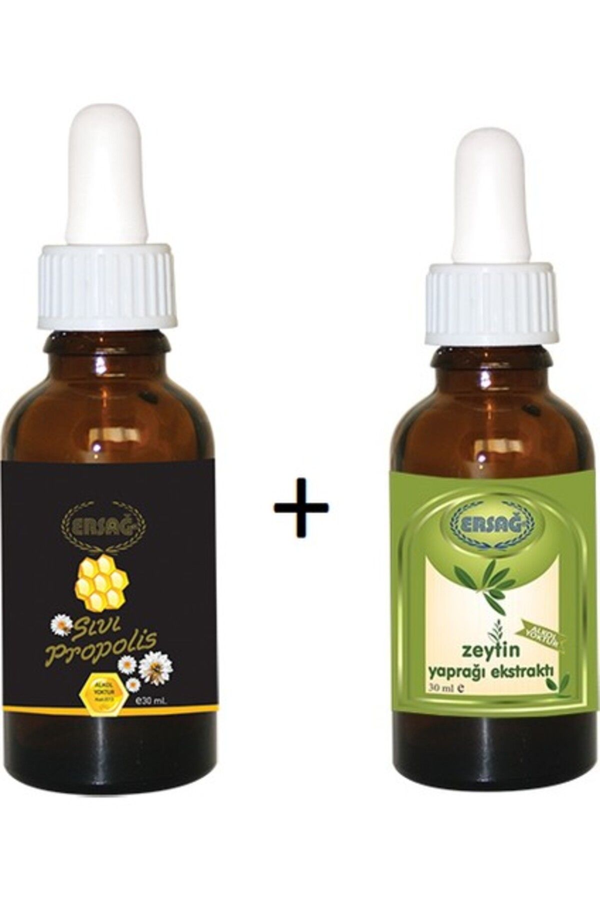 Ersağ Ersağ Ersağ Sıvı Propolis Damla + Ersağ Zeytin Yaprağı Ekstratı Damla