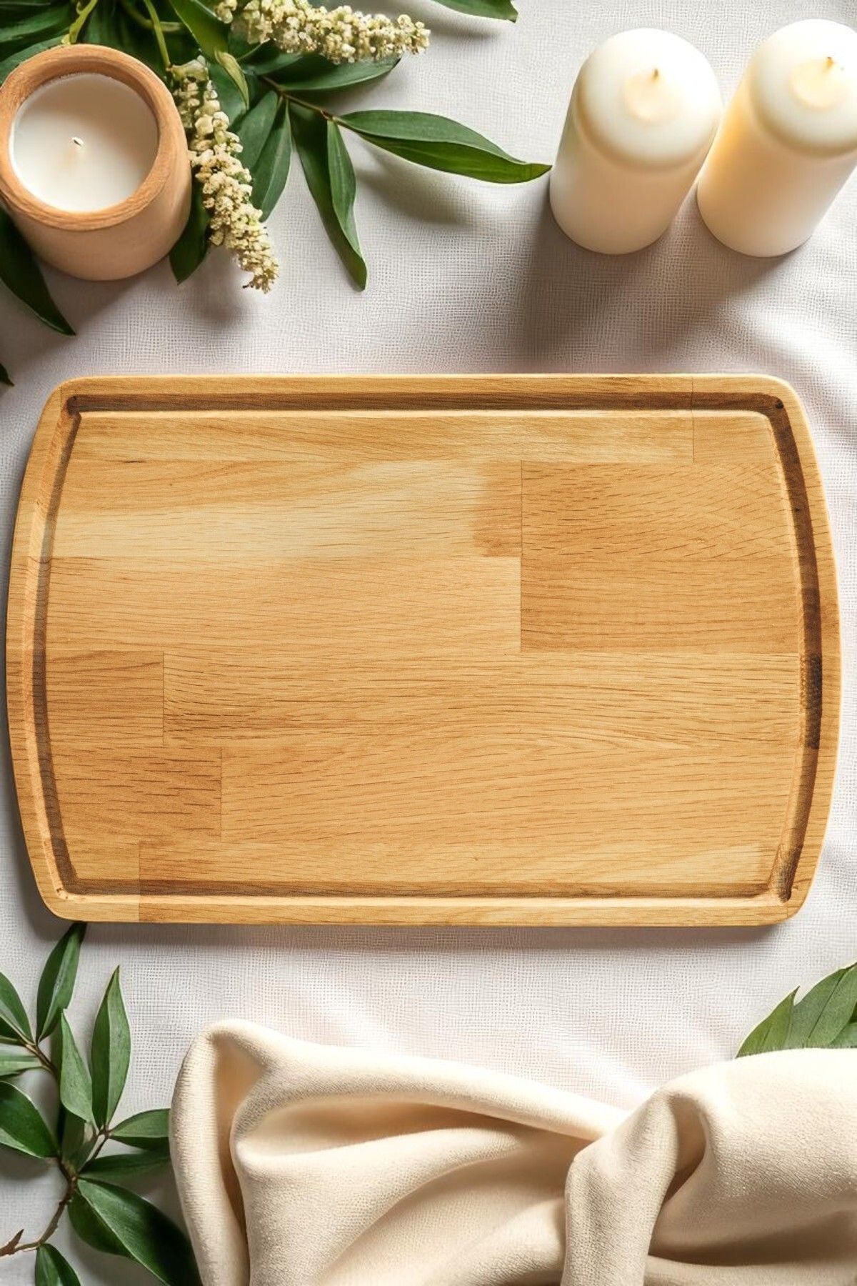 AtölyeNova Doğal Ahşap Oval Sunum Tahtası – El Yapımı M Boy Servis ve Kesme Tahtası