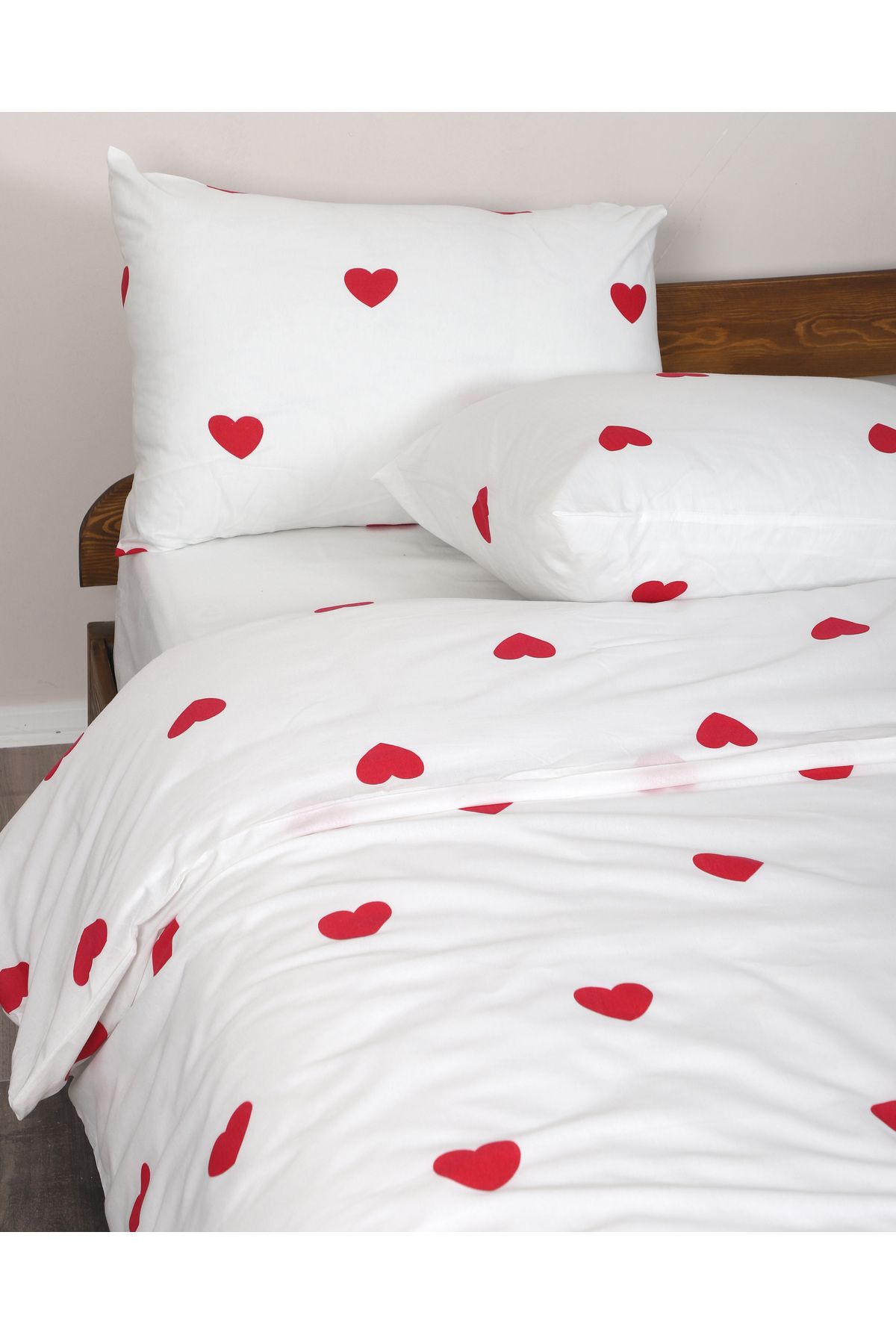 Gloriys Home & Decor Kalpli çift kişilik nevresim takımı çarşafı düz ekru