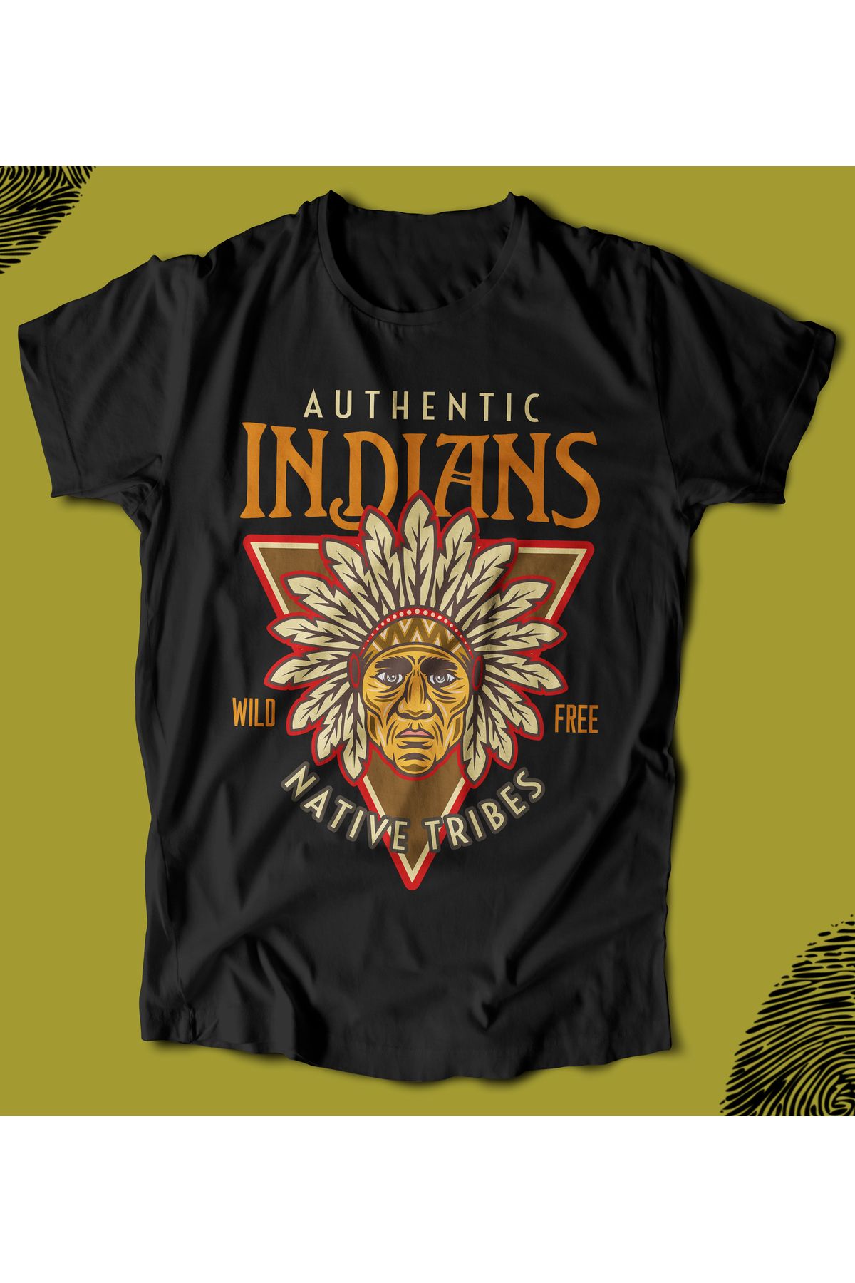 BUTSHIRT BU Tişört 'Indians Native Tribes - Kızılderili Şef' Regular-Fit' Unisex Tişört