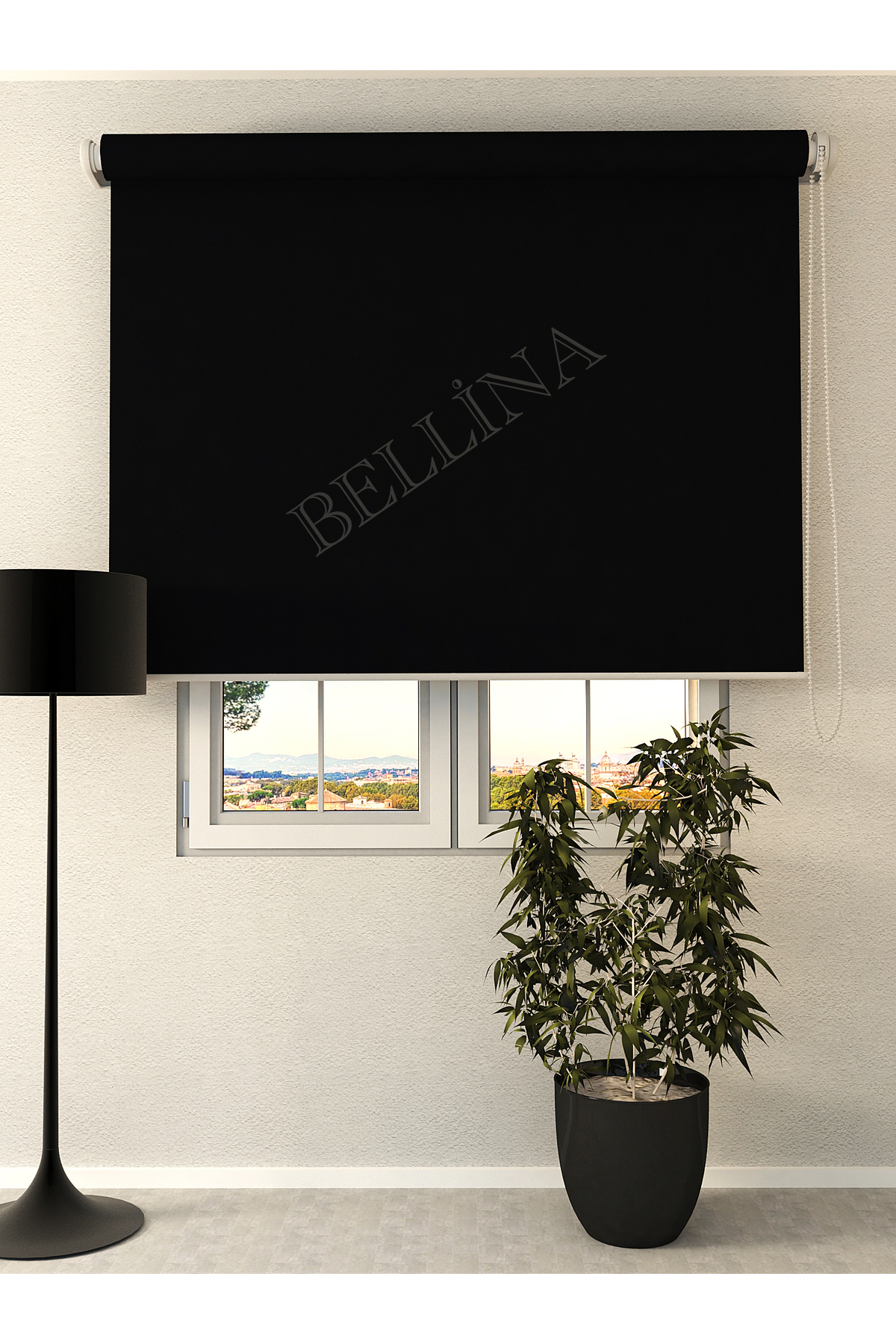 Black Imported Matte Polyester Skirt Sliceless Zebra Roller Blind Sunshade Curtain ( Aluminum Case Metal Side Cover )