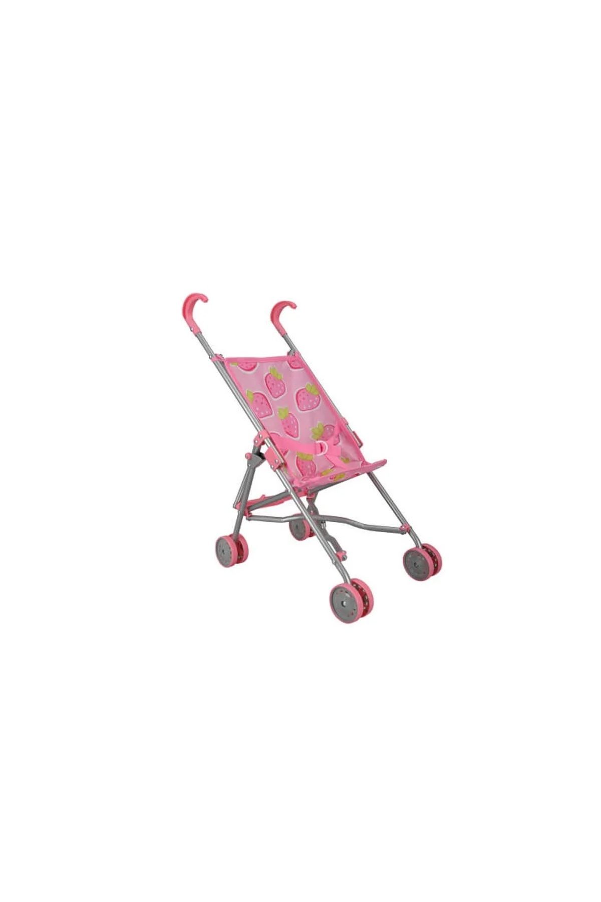 BYCEGU 30014 KATLANABİLİR METAL GÖVDELİ ÇİLEK DESENLİ DAYANIKLI OYUNCAK PUSET MODEL BEBEK ARABSI