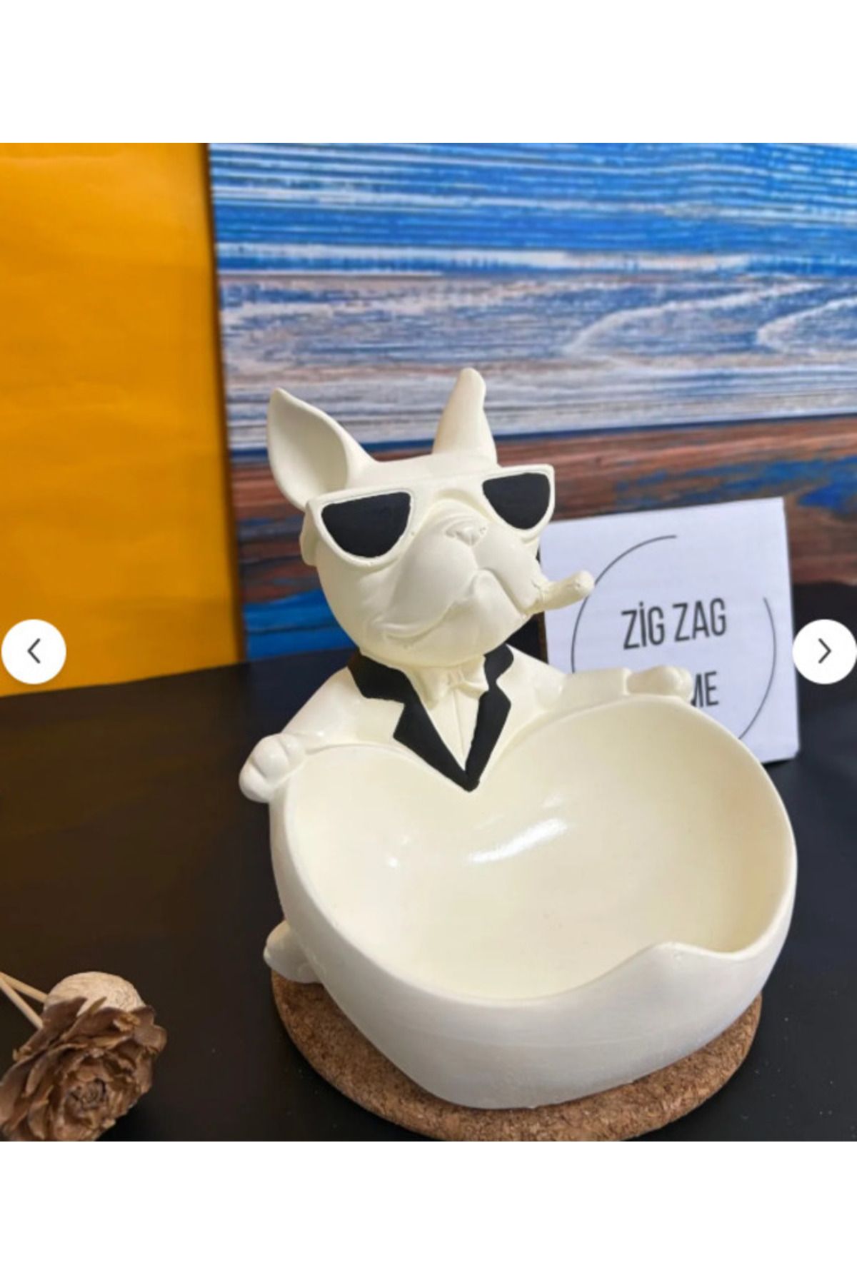 Zigzag Home french Bulldog Köpek Dekoratif Heykel Biblo Masa Dekorasyonu Hediyelik Eşya Anahtarlık kutusu