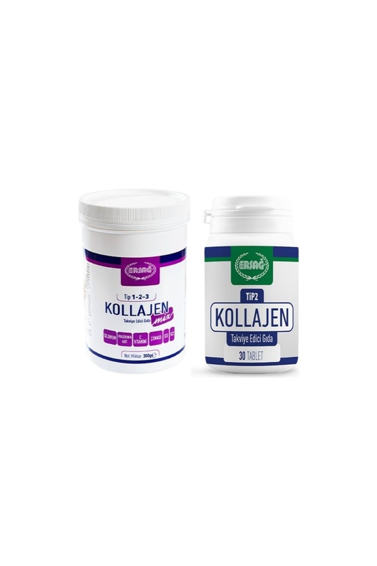 Ersağ Ersağ Kollajen Mix (Tip 1-2-3) & Tip 2 Kollajen Tablet (Ikisibir Arada)