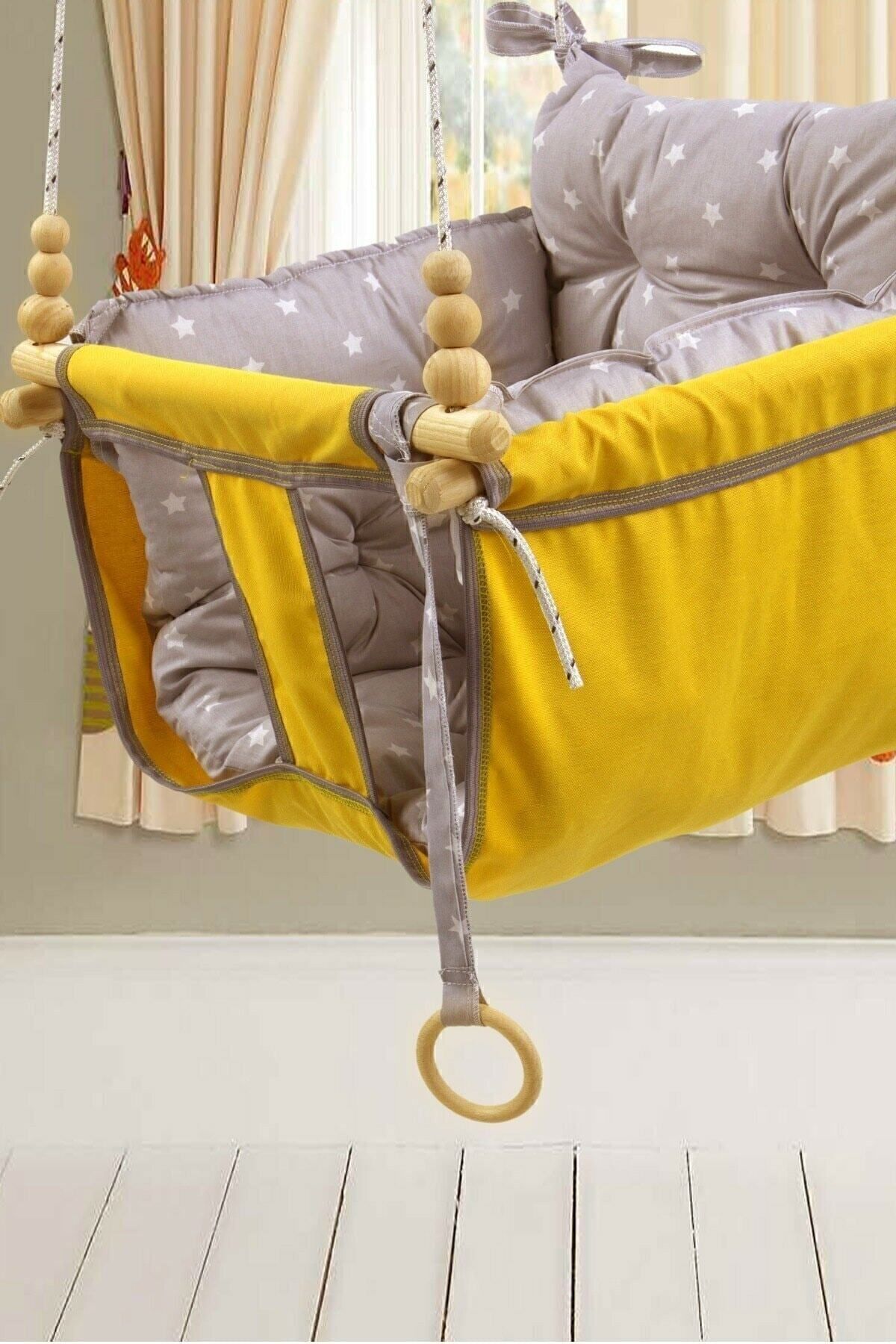 Bundeba Wag Swing Sarı Ahşap Çocuk Salıncak Hamak Ev İçi Çocuk Salıncağı Portatif Tavan Bahçe Salıncakları fotoğrafı 4 (önizleme)