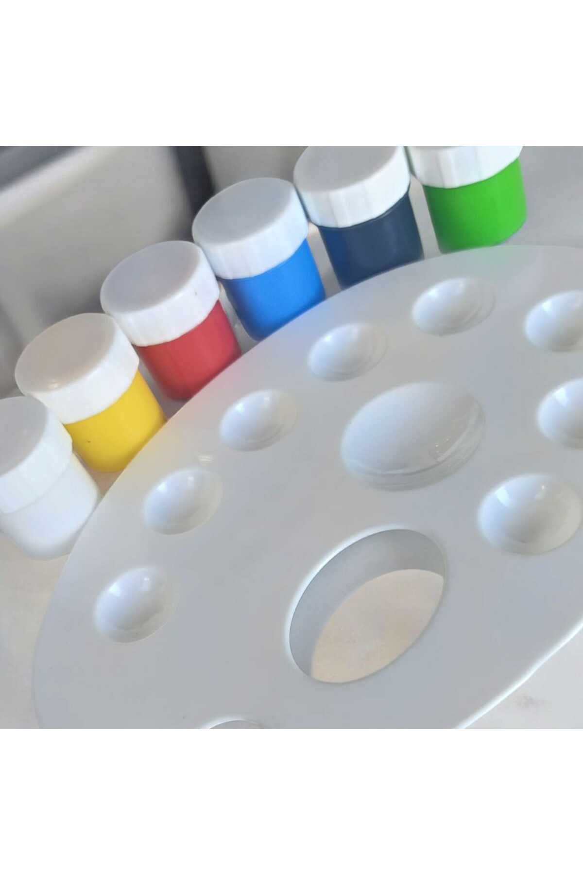 hobidaşım Akrilik Boya ve Palet Seti – 6 Renk 20 ml Su Bazlı Boya + 9 Gözlü Oval Karıştırma Paleti