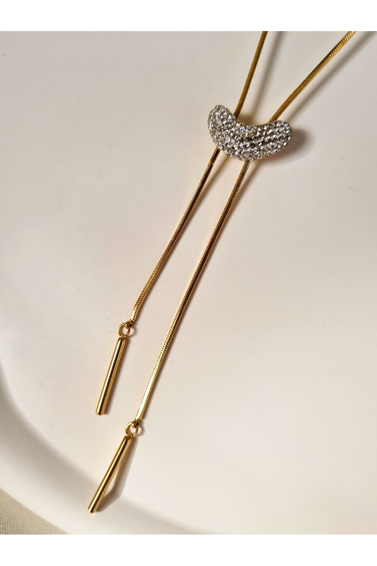 Mirage Design Gold Detaylı Çelik Kolye 17