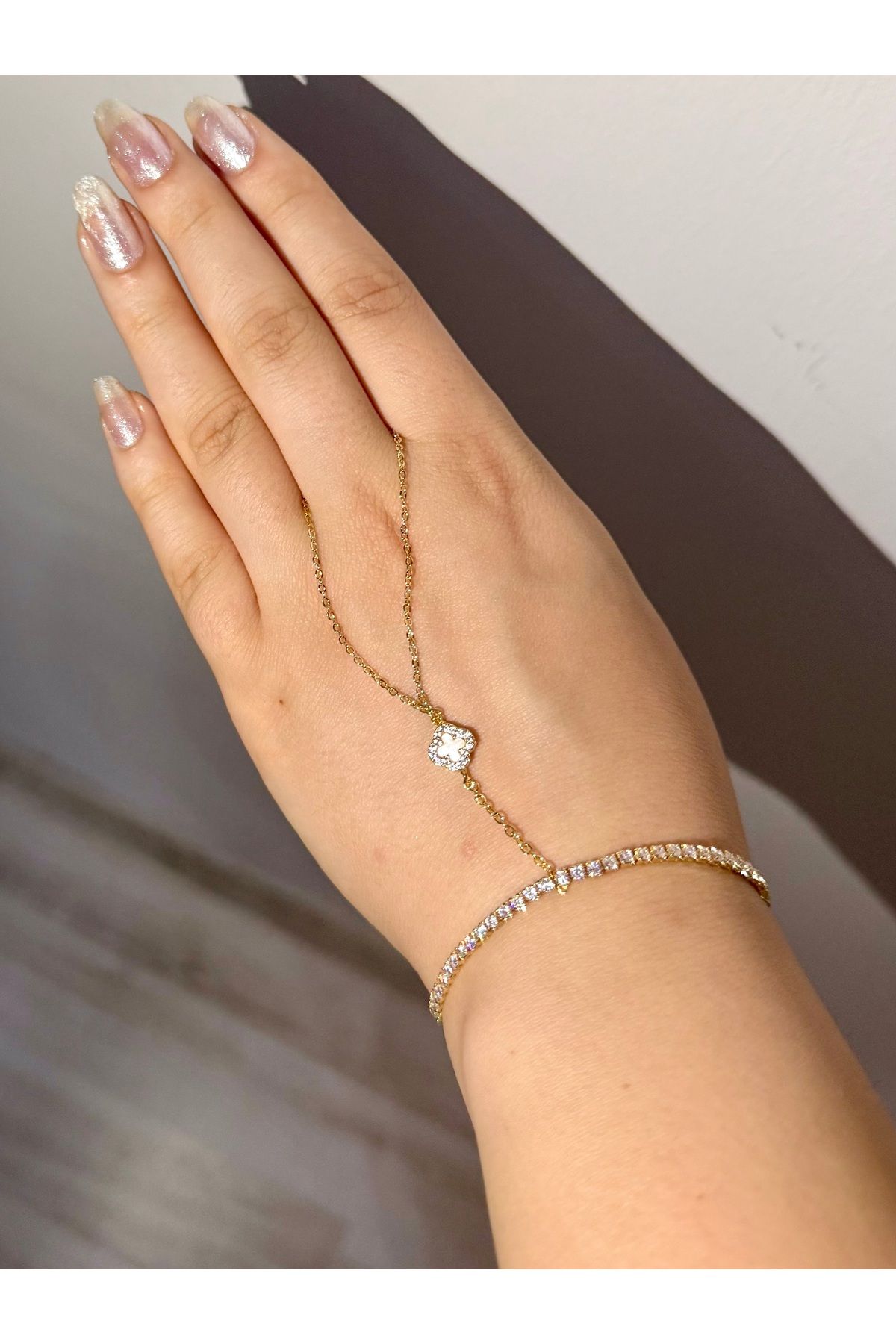 Gulsah's Store Çelik gold mini beyaz van cleef yonca şahmeran