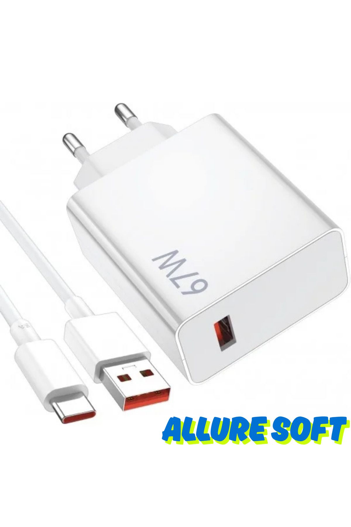 Allure soft Type-C Uçlu 67 Watt Adaptör Güçlü ve Hızlı Şarj Deneyimi