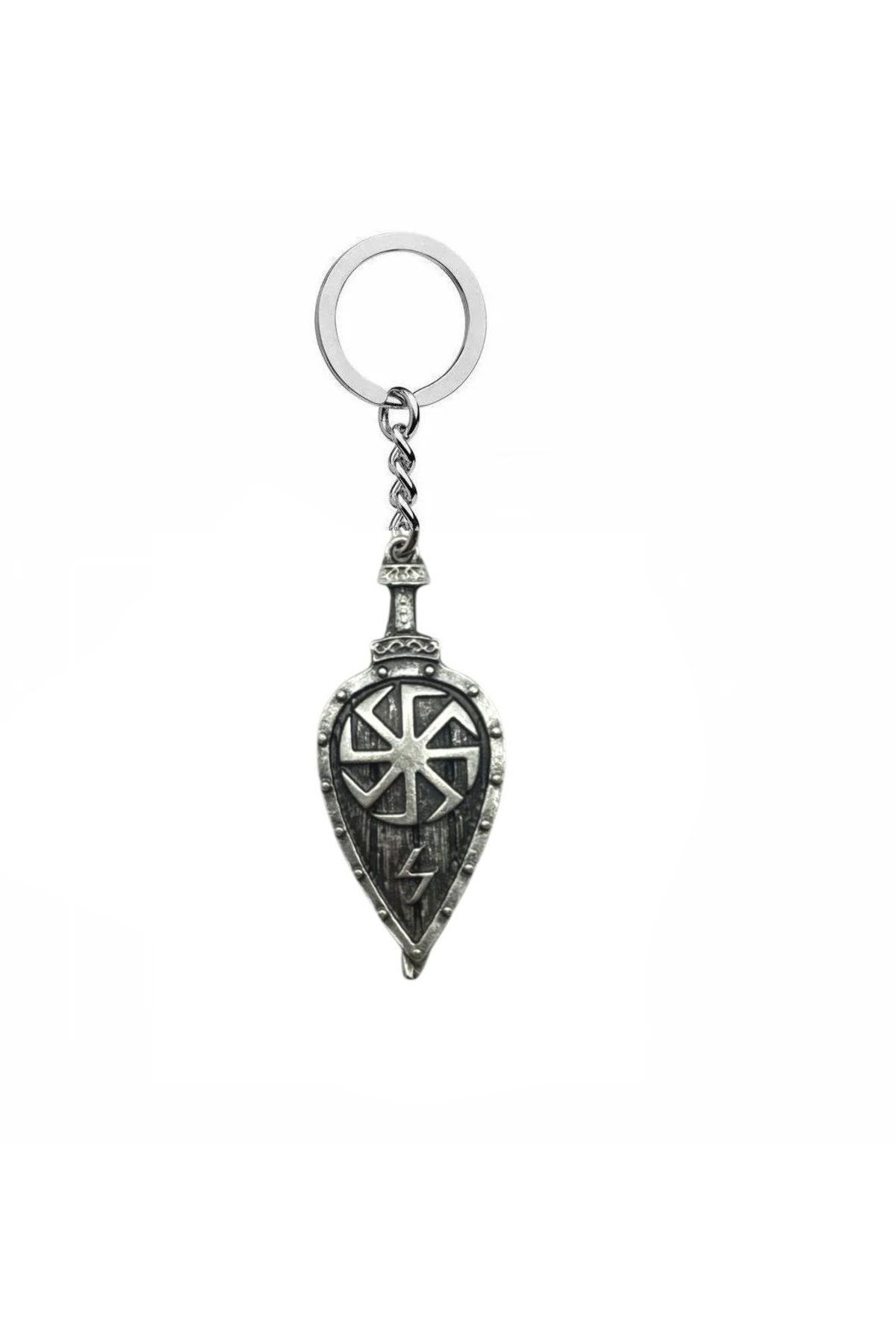 Herşey Nota Nordic Valor – Viking Kolovrat Kalkan Figürlü Unisex Metal Anahtarlık