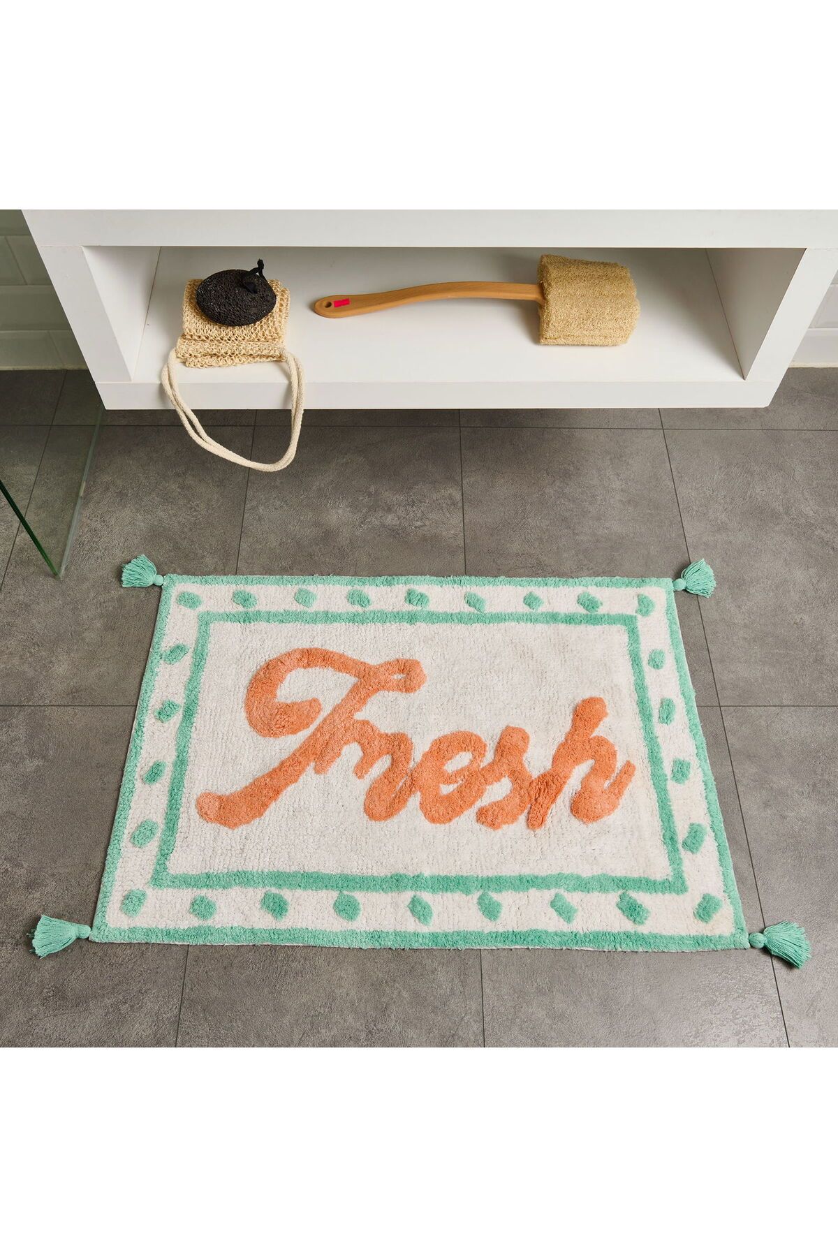MATMEL Soft Fresh Granny Tufting Banyo Paspası - Beyaz - 60x90 cm