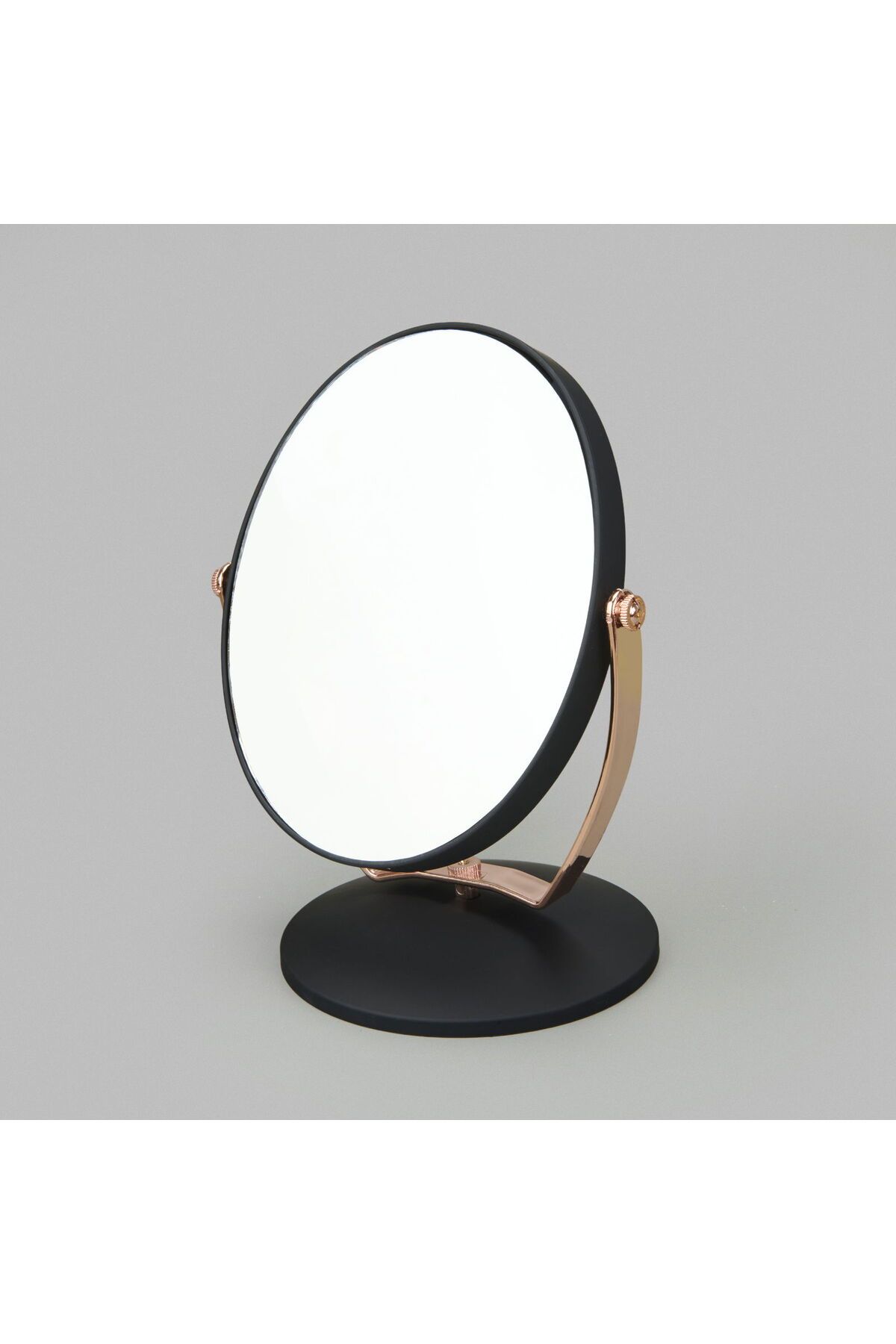MATMEL Yuvarlak Çift Taraflı 3X Yakınlaştırmalı Ayna - Siyah / Rose Gold - 15x19 cm