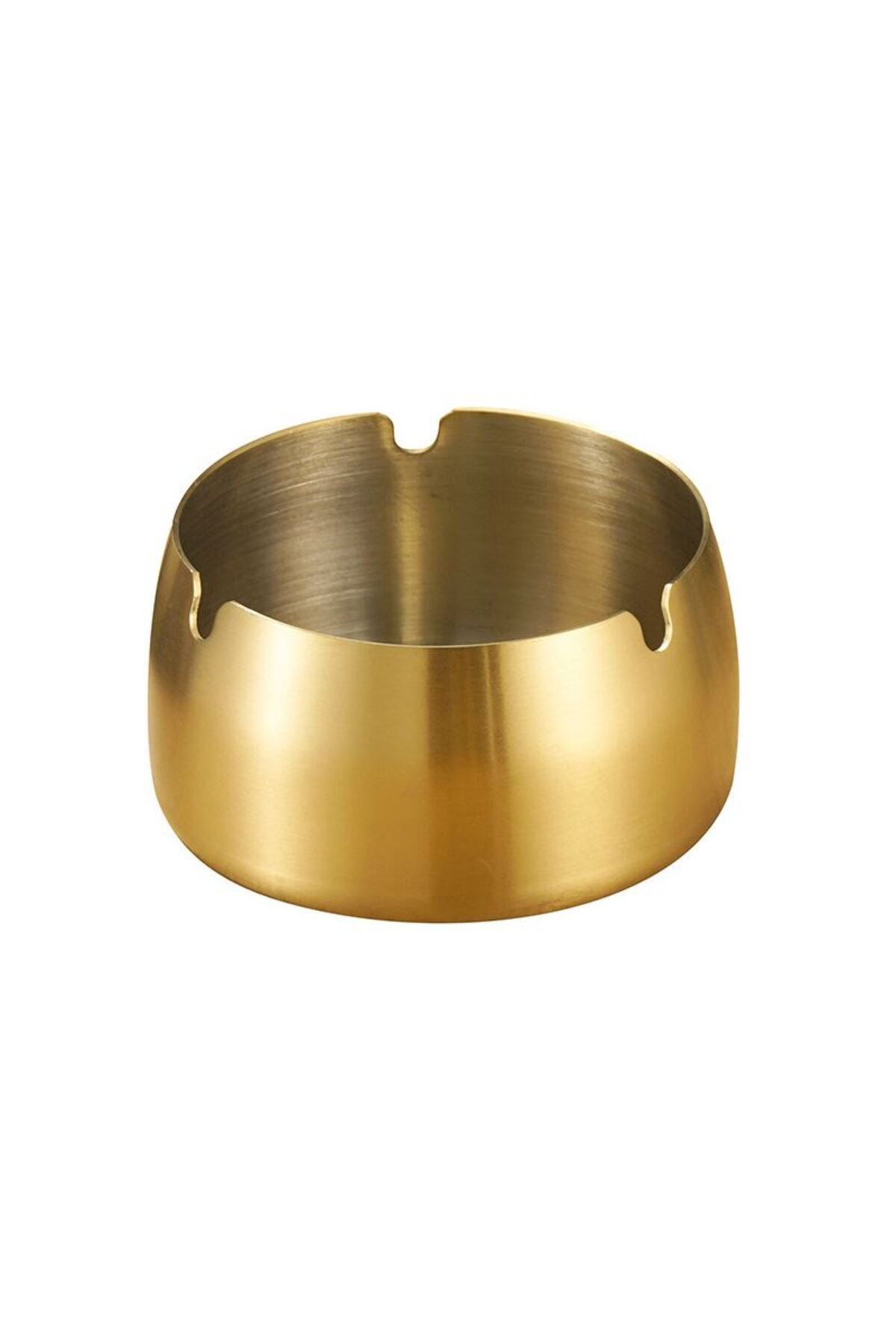 Falconetti Çelik Gold 8cm Derin Kafe Restaurant Lokanta Yuvarlak Kül Tablası Küllük mt173sr