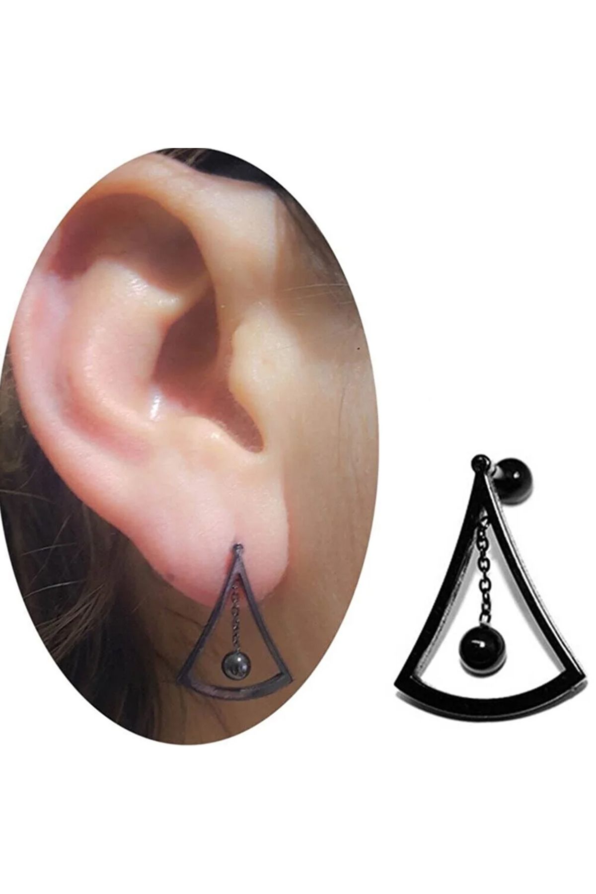 Cadının Dükkanı Çelik Siyah Helix Kıkırdak Piercing