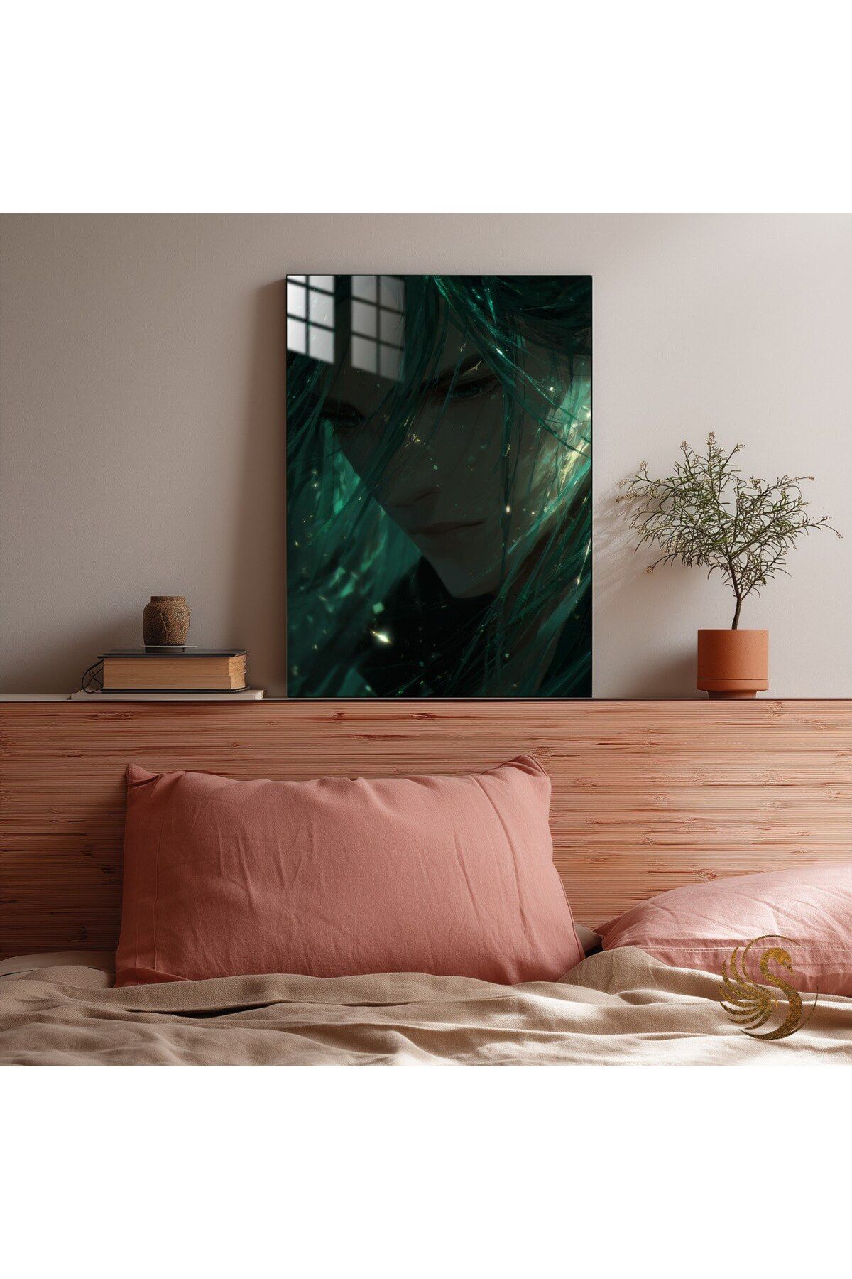 Lora Loom Anime Metal Poster – Sessiz Savaşçı | Karanlık Anime Duvar Dekoru, Otaku Hediyesi, Yeşil Işıltılı
