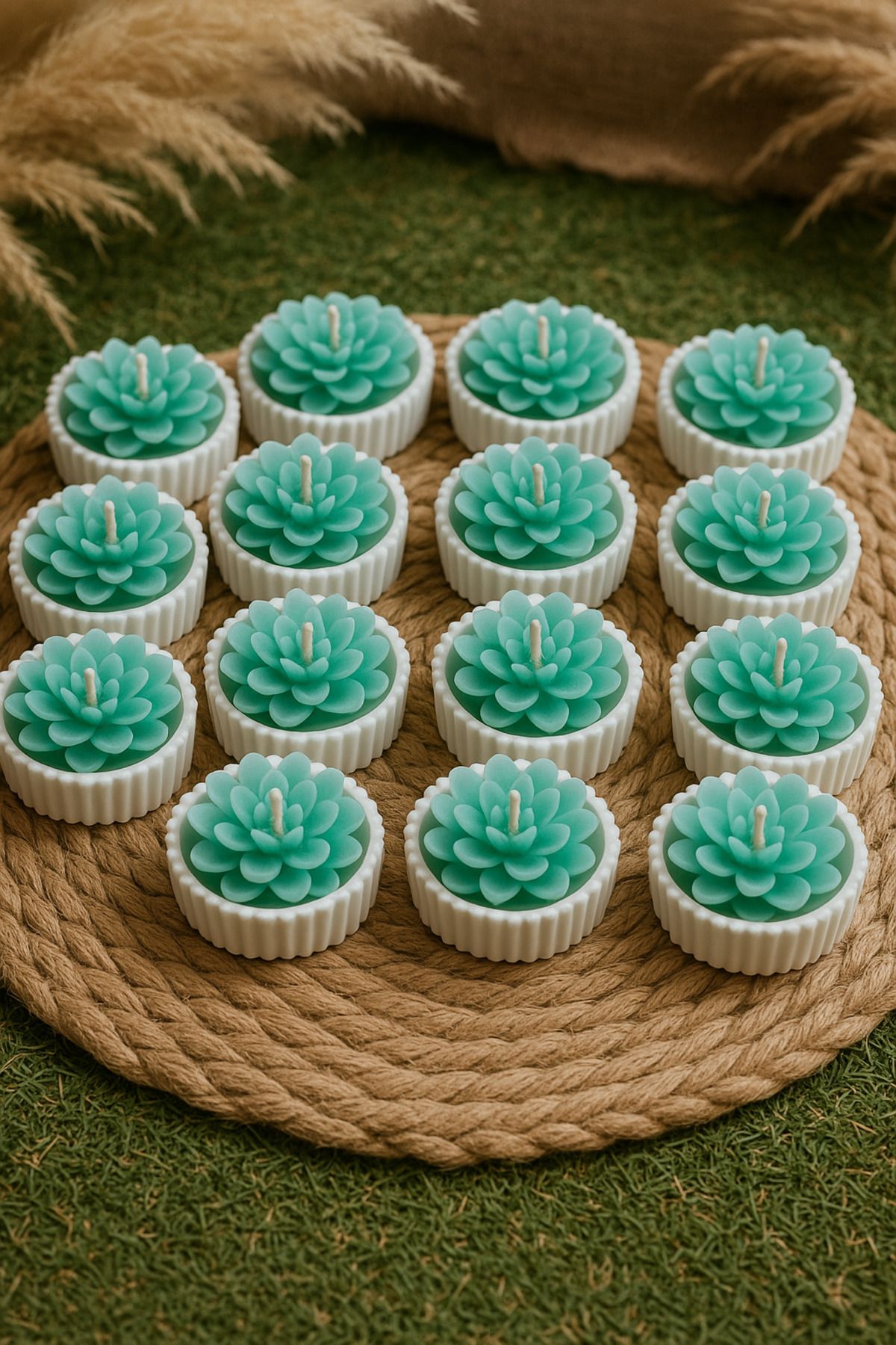 Handmade 10 adet Kına ,Nişan ,nikah için hediyelik Lotus Mum