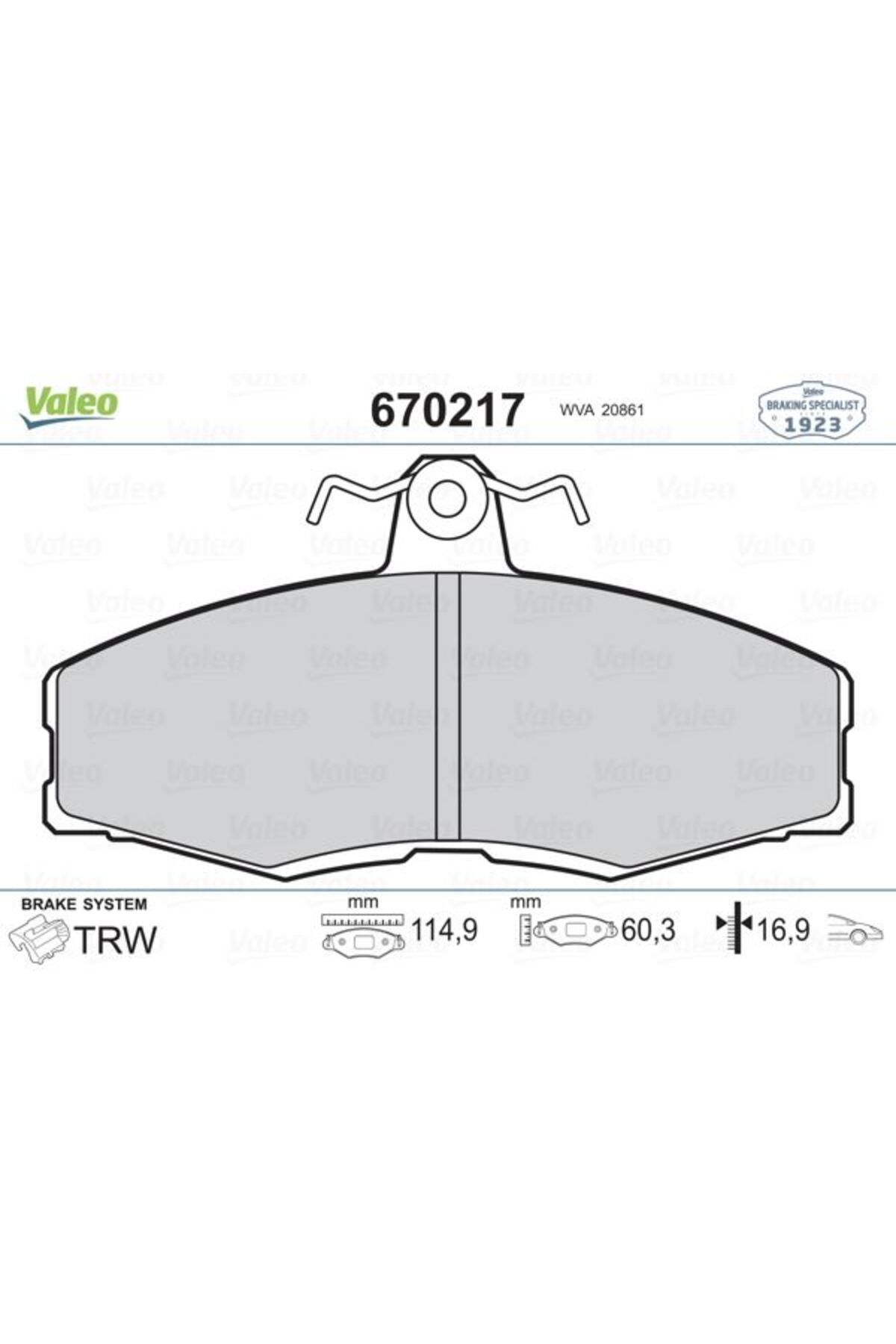 VALEO ÖN BALATA FAVORİT 91-97 FELICIA 92-01 CADDY 1.6 1.9D 96-12.00
