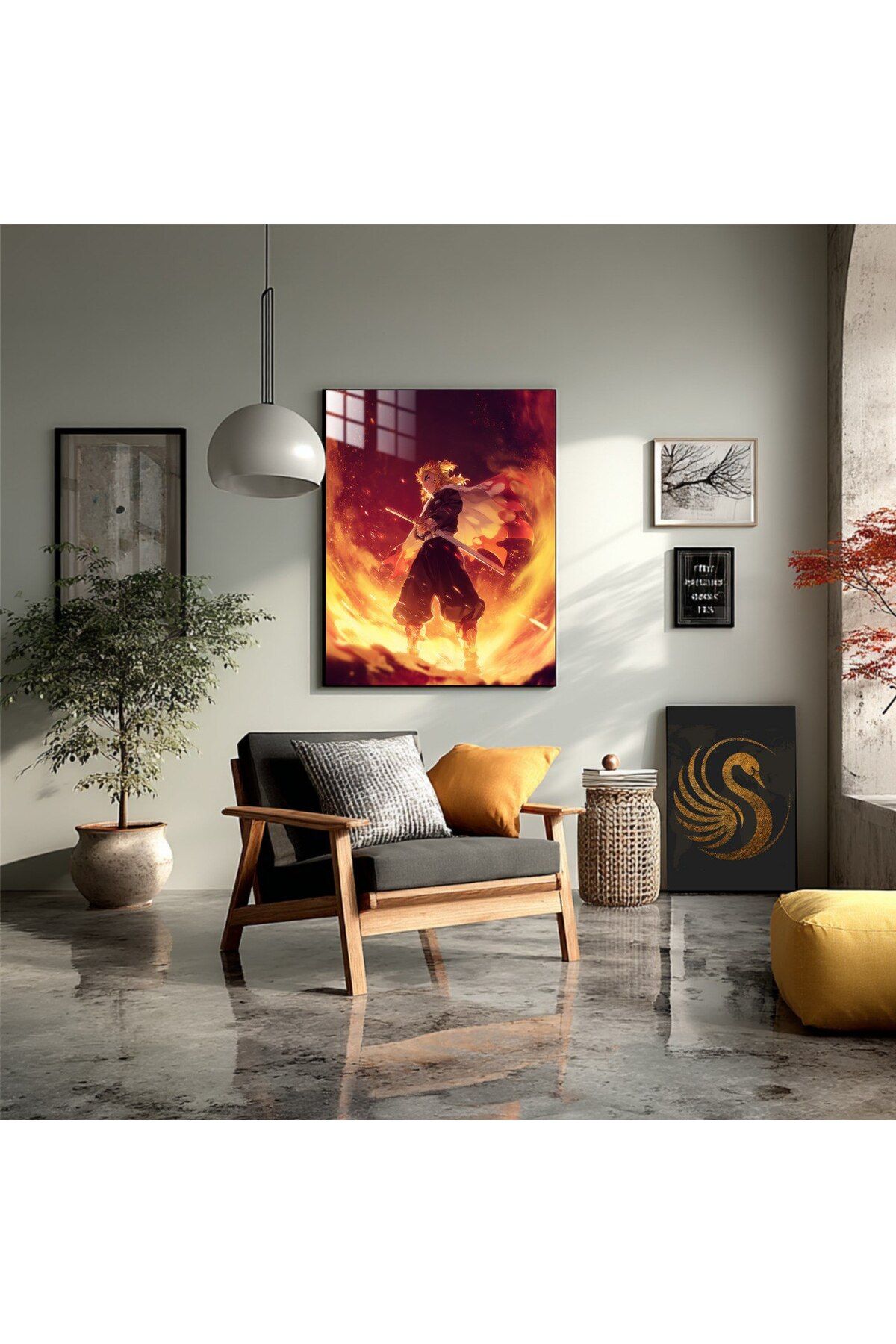 Lora Loom Anime Metal Poster – Kyojuro Rengoku | Demon Slayer Duvar Dekoru, Otaku Hediyesi, Alev Stili