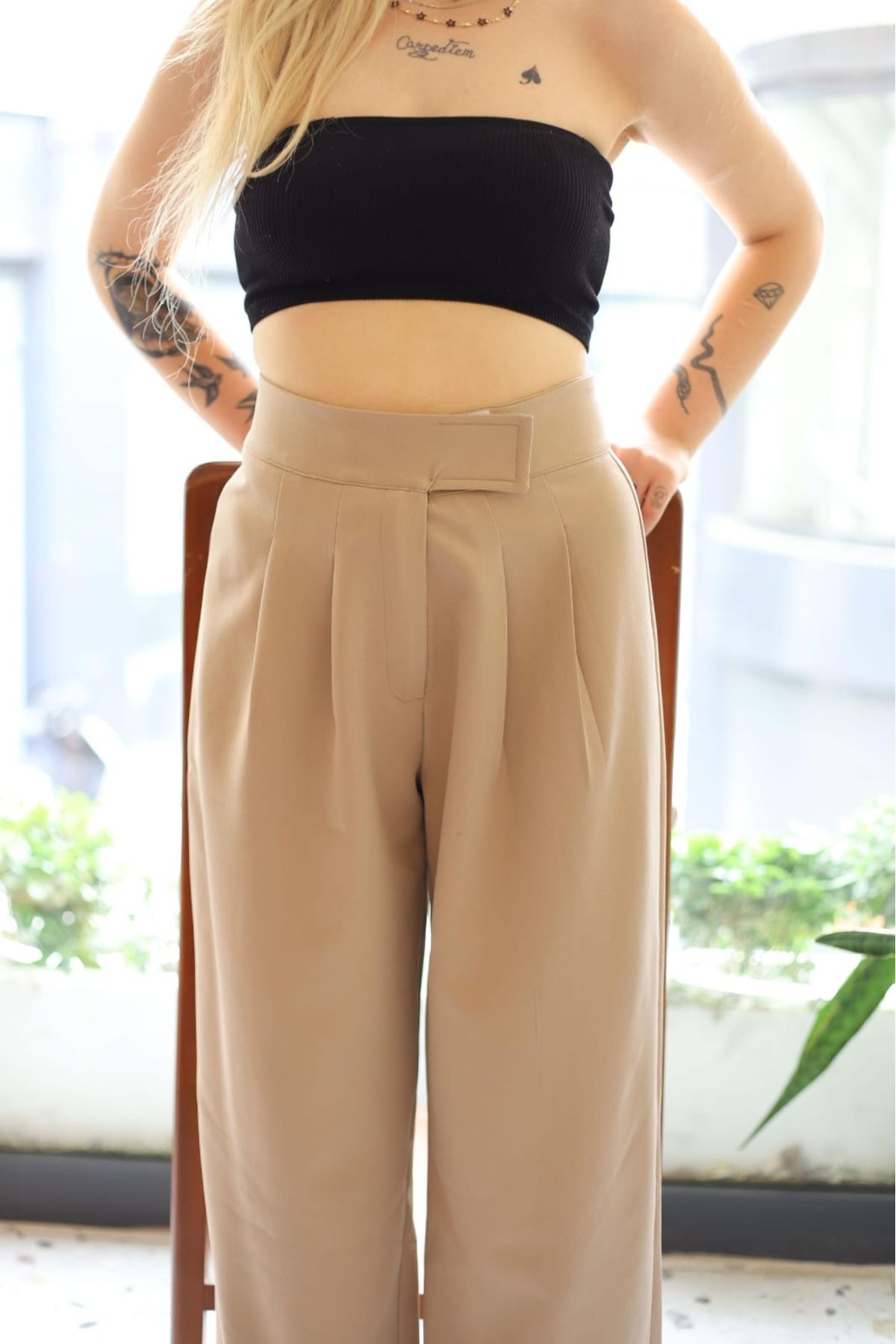 MC Boutique Double Cırtlı Palazzo Kadın Pantolon®️