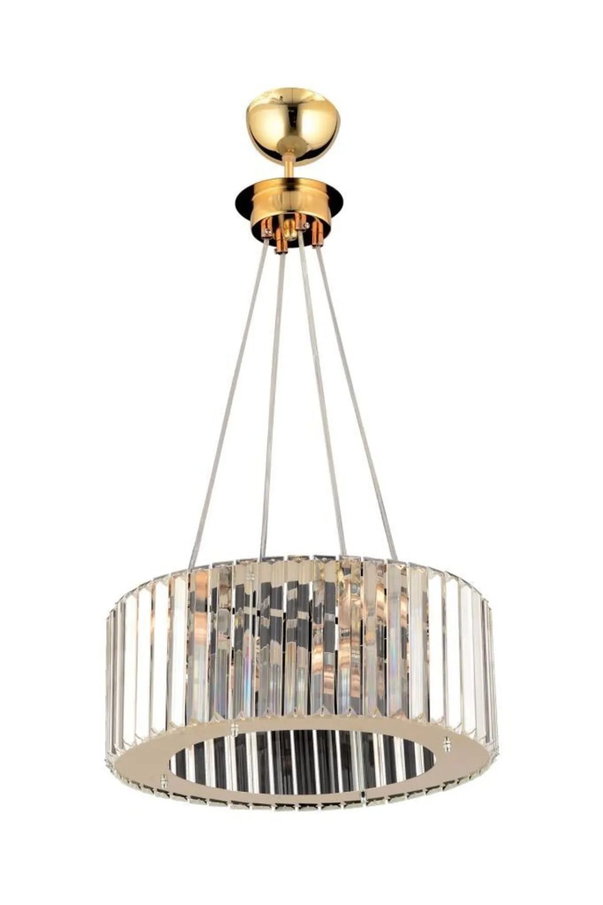 XİGENON Opalya GÜMÜŞ 35 Cm Kristal Taşlı 15 lik Taşlı Avize