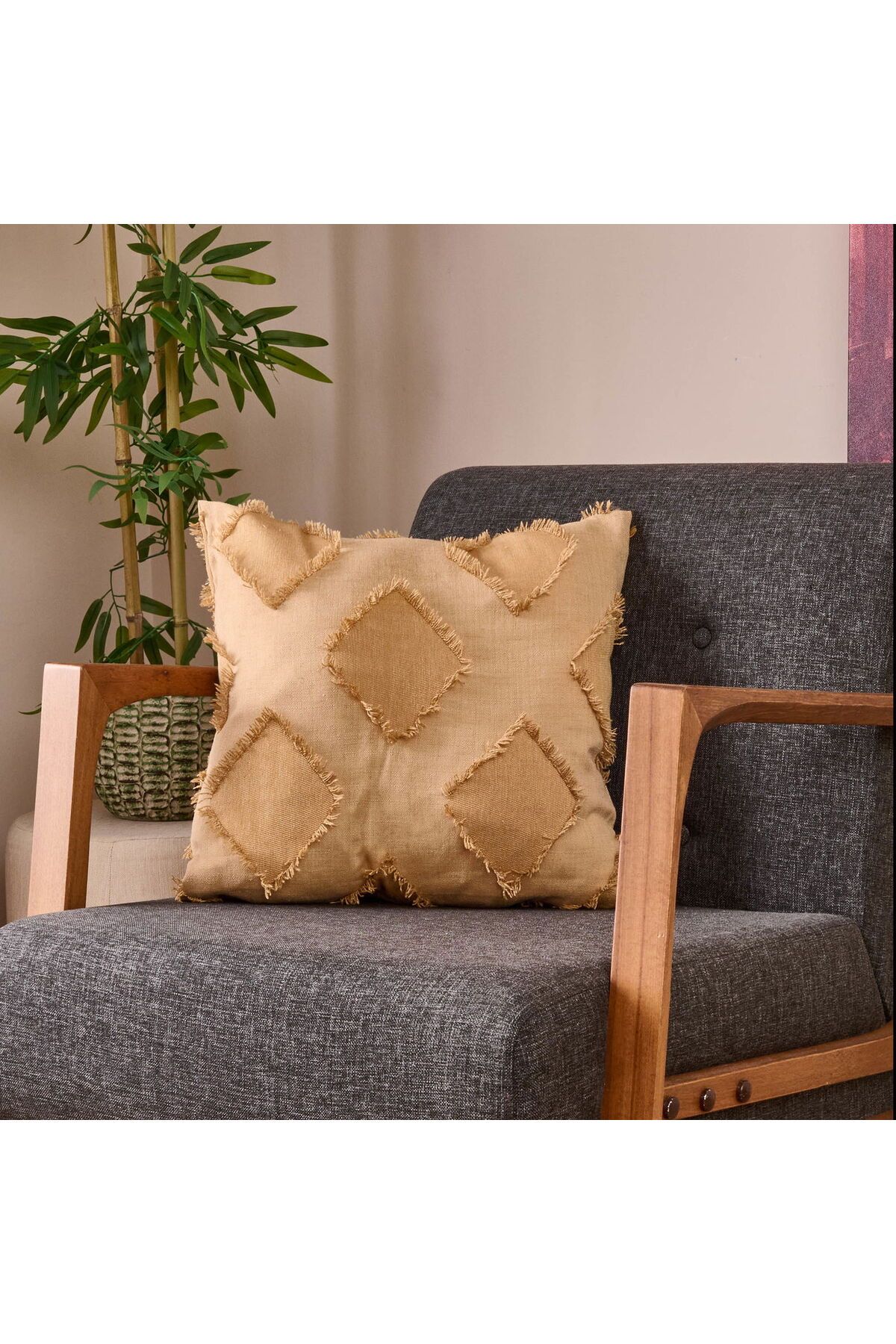 ASPARTAM Soft Ros Kırlent - Hardal - 45x45 cm