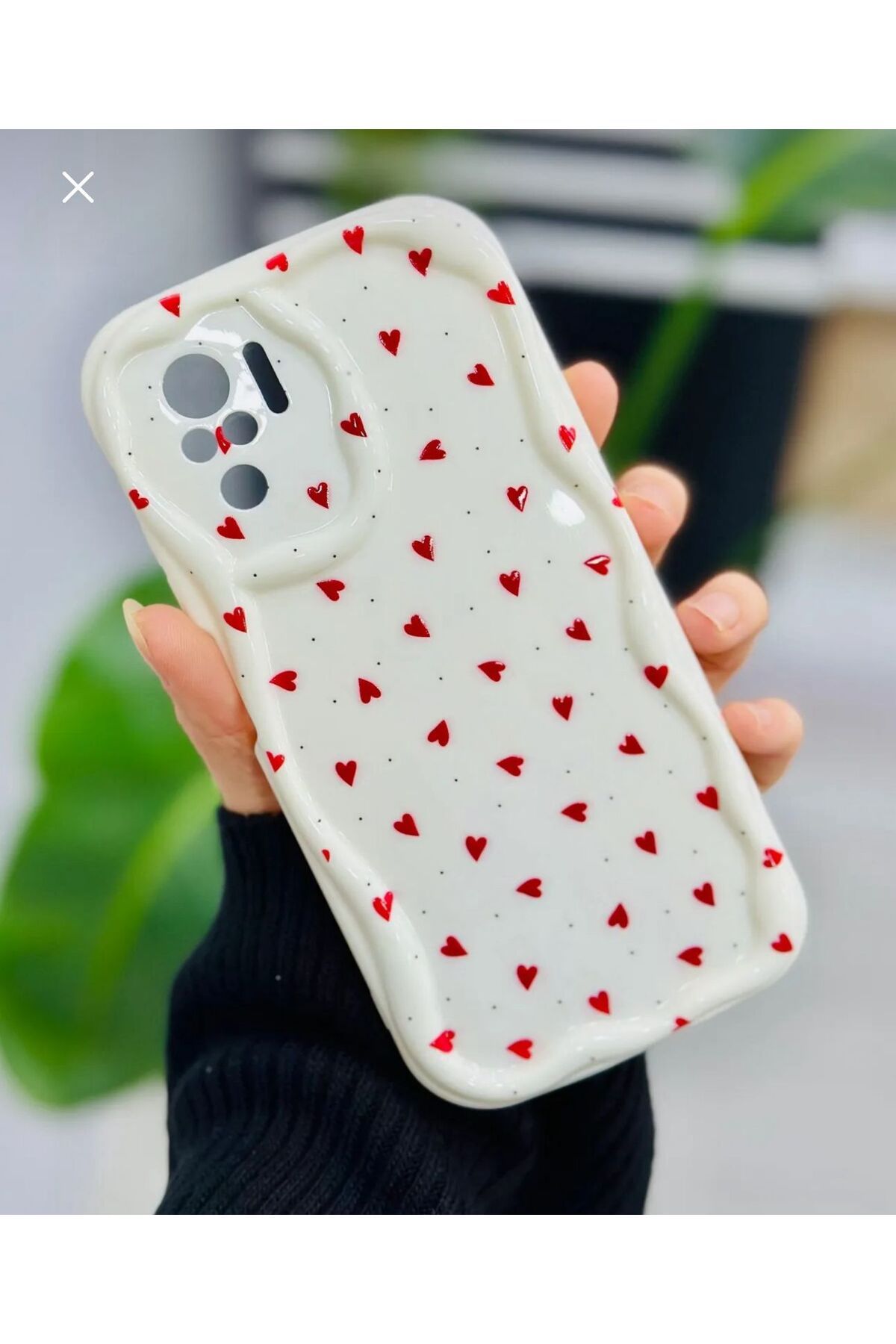 ZB Aksesuarda Moda XİAOMİ REDMİ NOTE 10 - NOTE 10S UYUMLU KIRMIZI KALPLER BASKILI DESENLİ KILIF