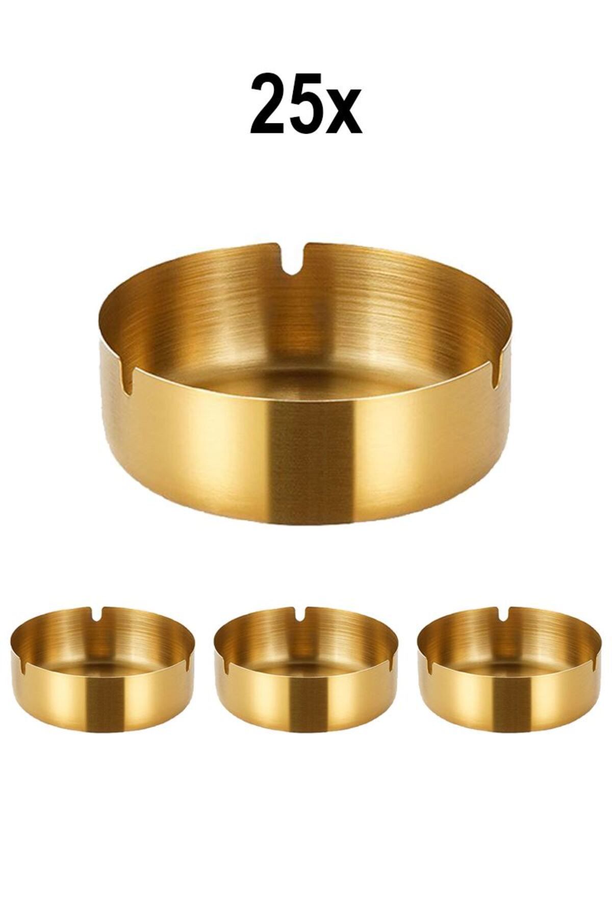 Falconetti 25 Adet Çelik Gold 8 cm Kafe Restaurant Lokanta Yuvarlak Kül Tablası Küllük