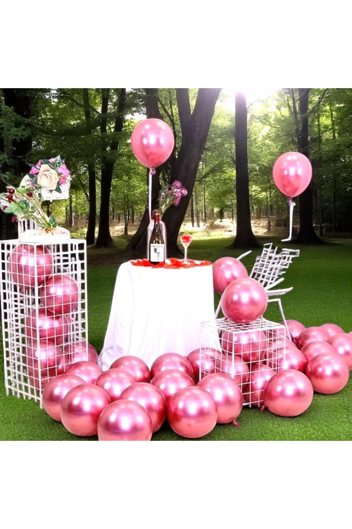 Kuzey 25 ADET PEMBE KROM BALON PARLAK METALİK BALON KROM PEMBE BALON HELYUM GAZINA UÇAN BALONA UYGUNDUR